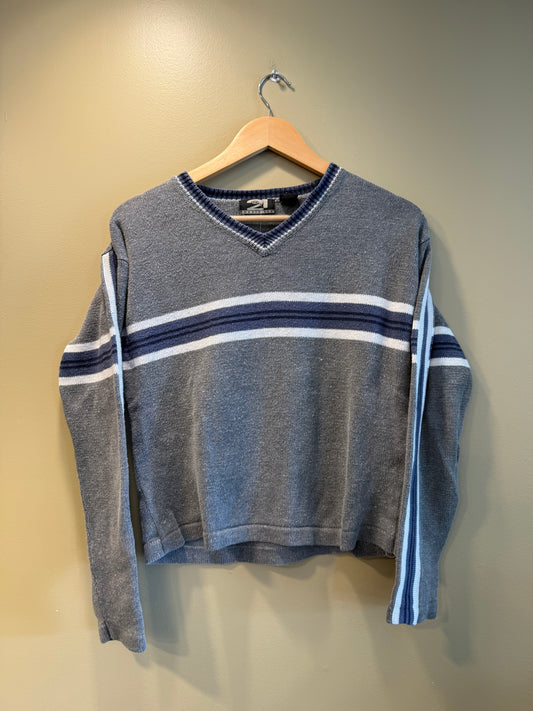 Vintage Y2K Rue 21 Women’s Gray Striped Sweater- XL