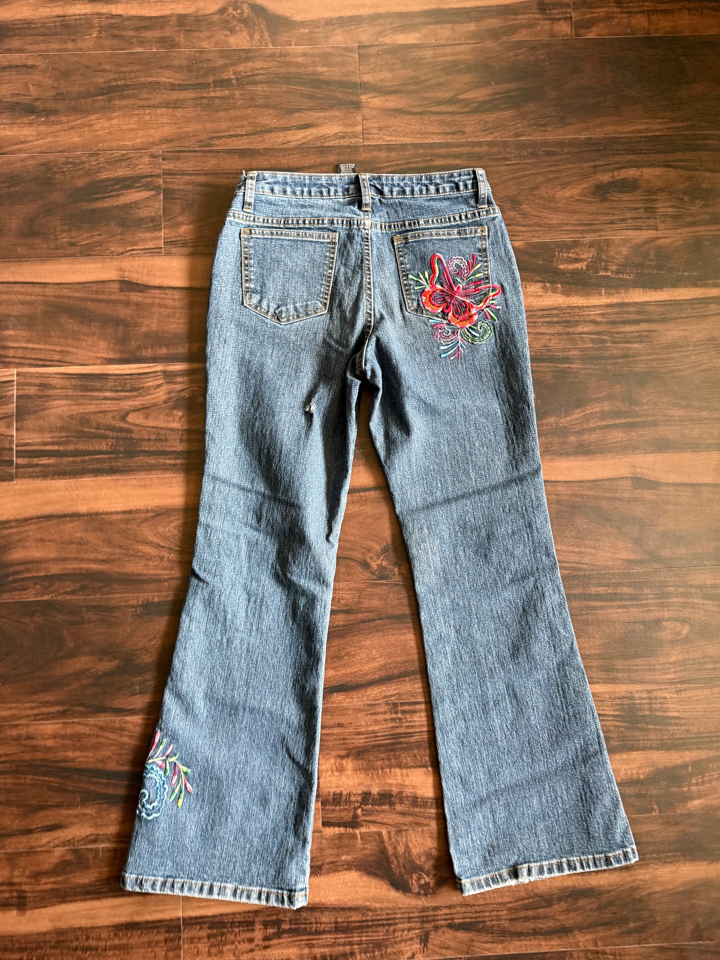 Vintage Y2K Arizona Jean Co. Embroidered Butterfly Flared Denim Jeans- 29x28
