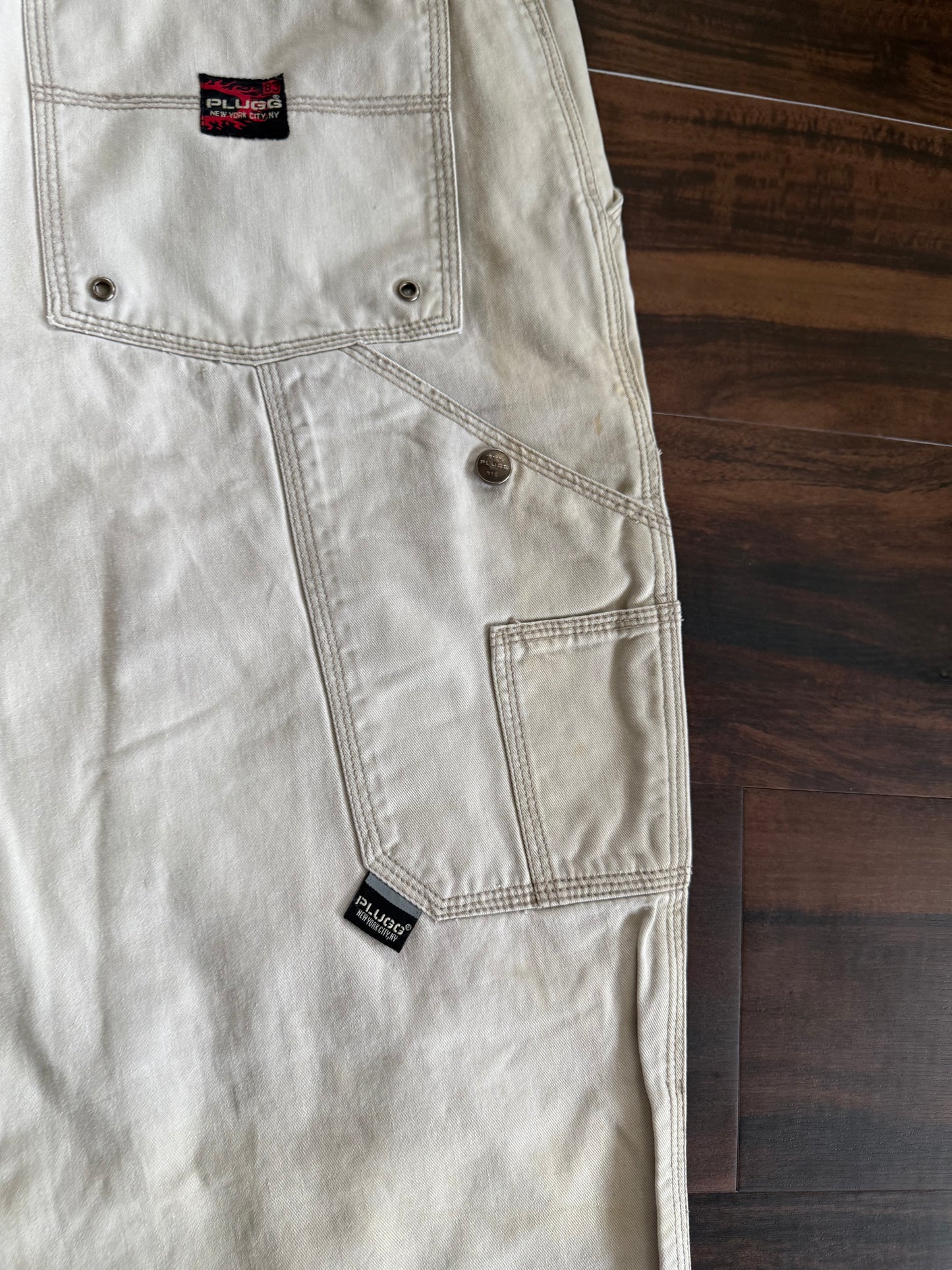 Vintage Plugg Y2K Off White Streetwear Carpenter Pants- 36x30
