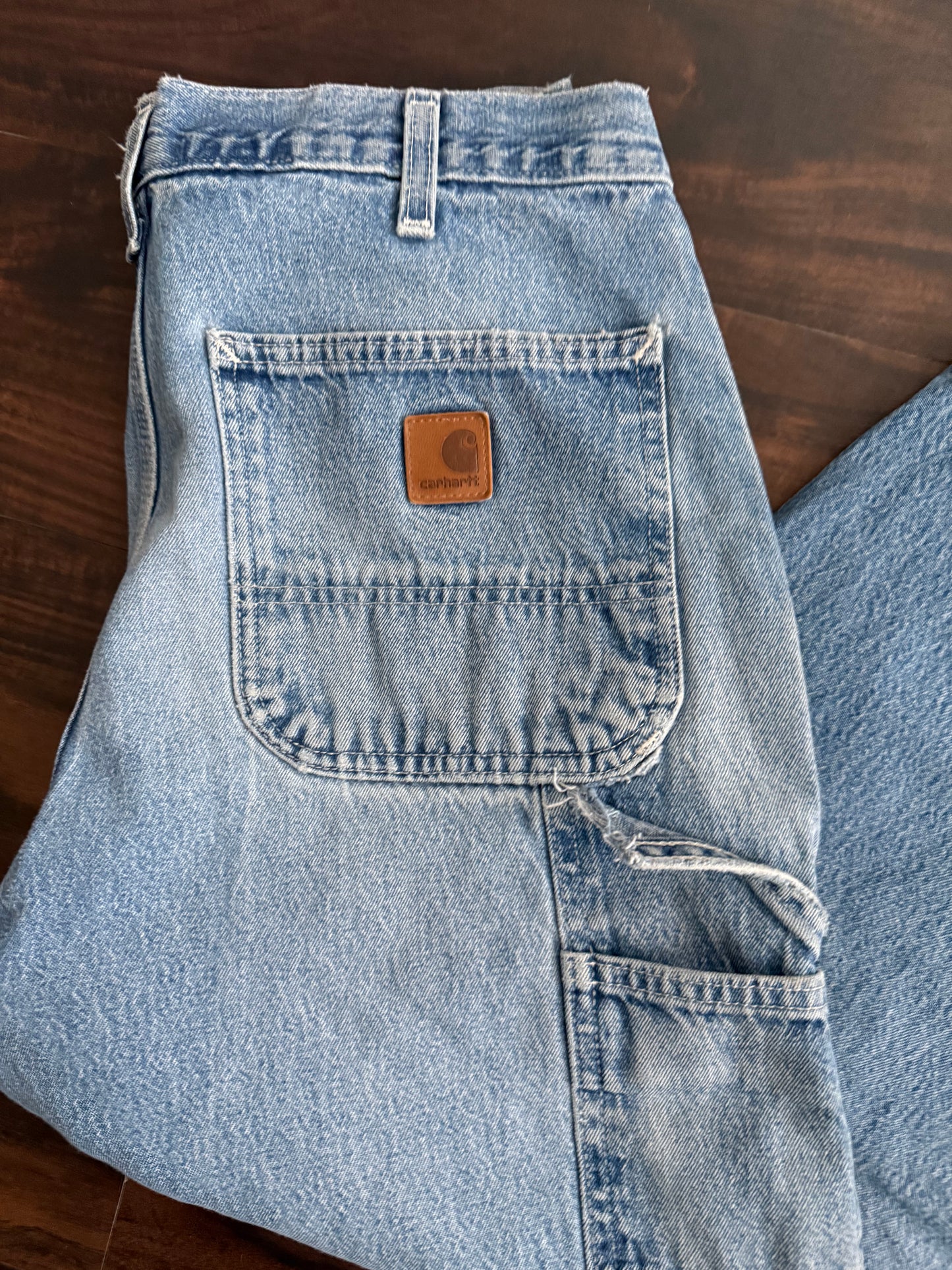 Vintage Carhartt Distressed Sashiko Repaired Light Wash Denim Jeans- 30x30