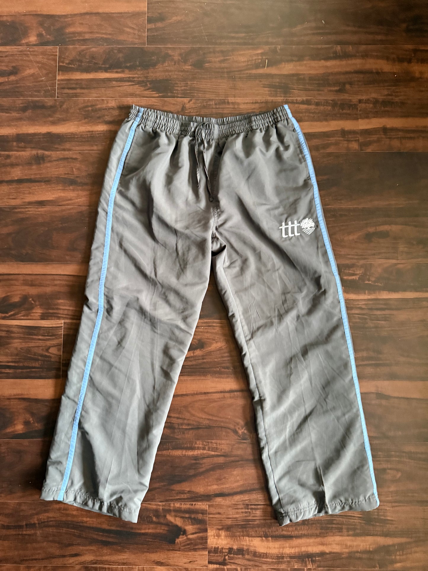 The Thrifting Tree Gray & Baby Blue Track Pants- XL