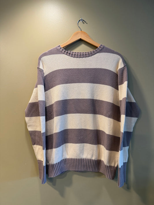 Brandy Melville Thick Striped Purple Sweater- L