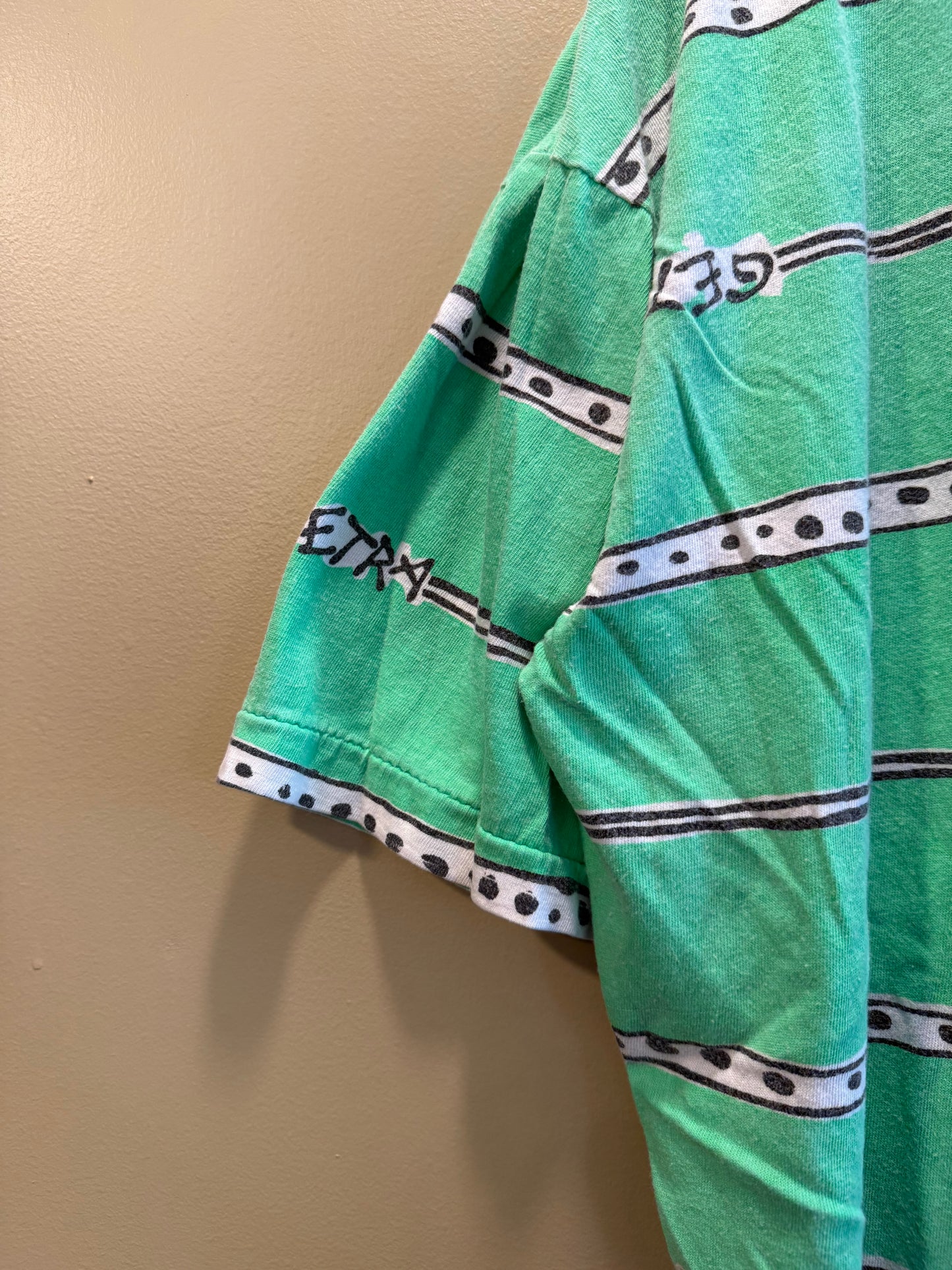 Vintage Getra Green Striped Surfwear Style Boxy T-Shirt- XL