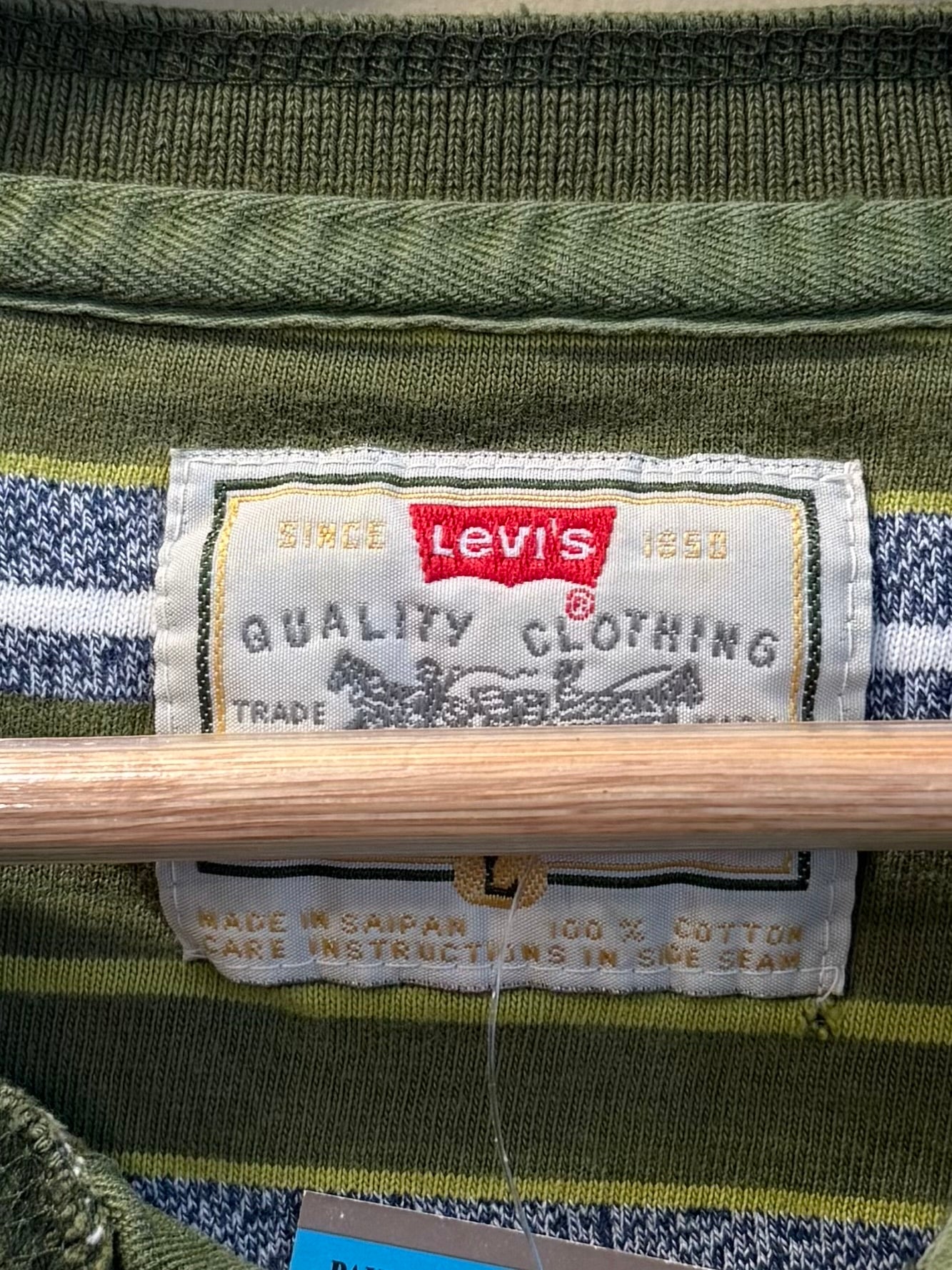 Vintage Levi’s Classic Jeanswear Striped Green T-Shirt- L
