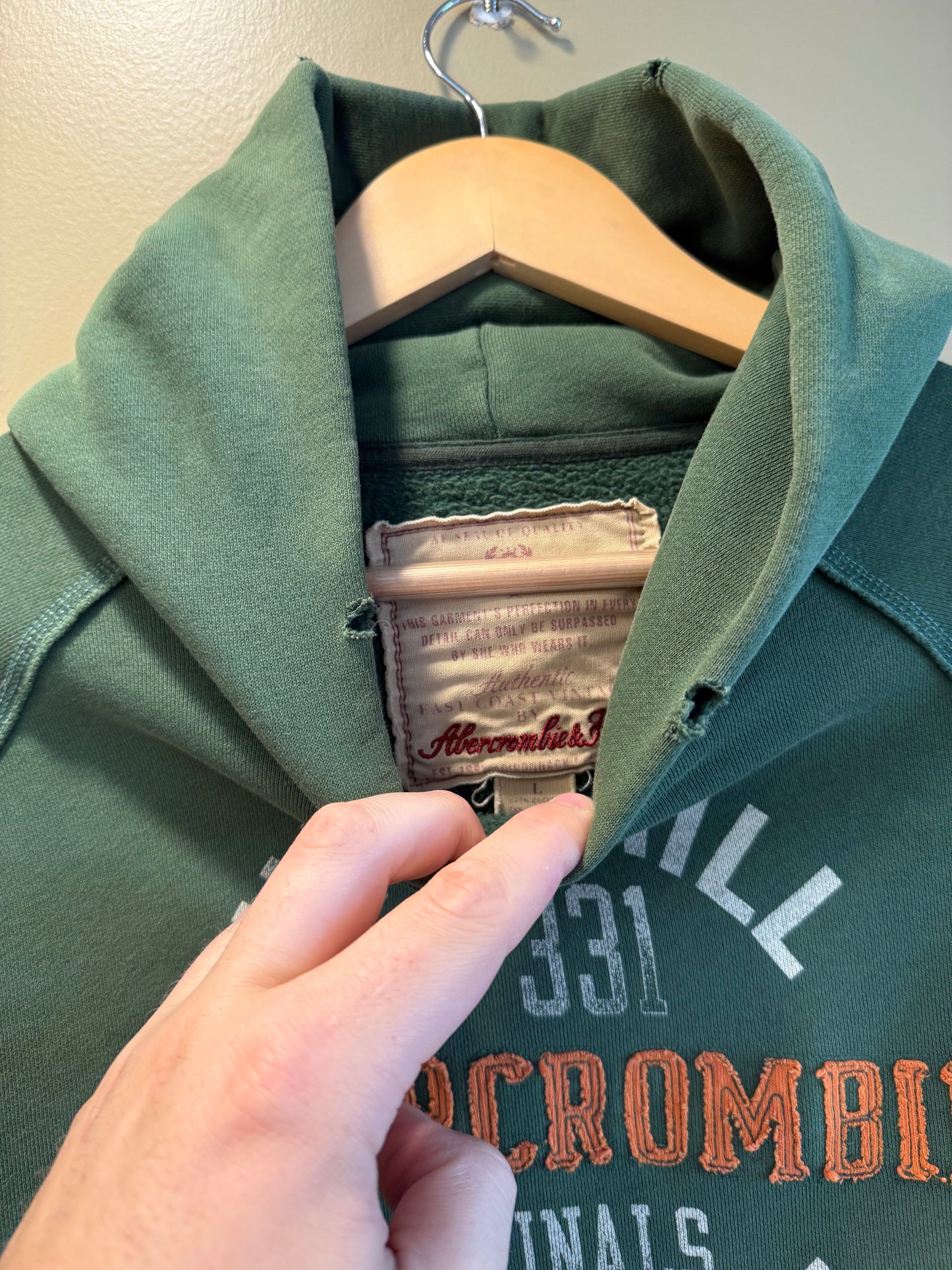 Vintage Y2K Abercrombie & Fitch Ski Team Green Hoodie Sweatshirt- S/M