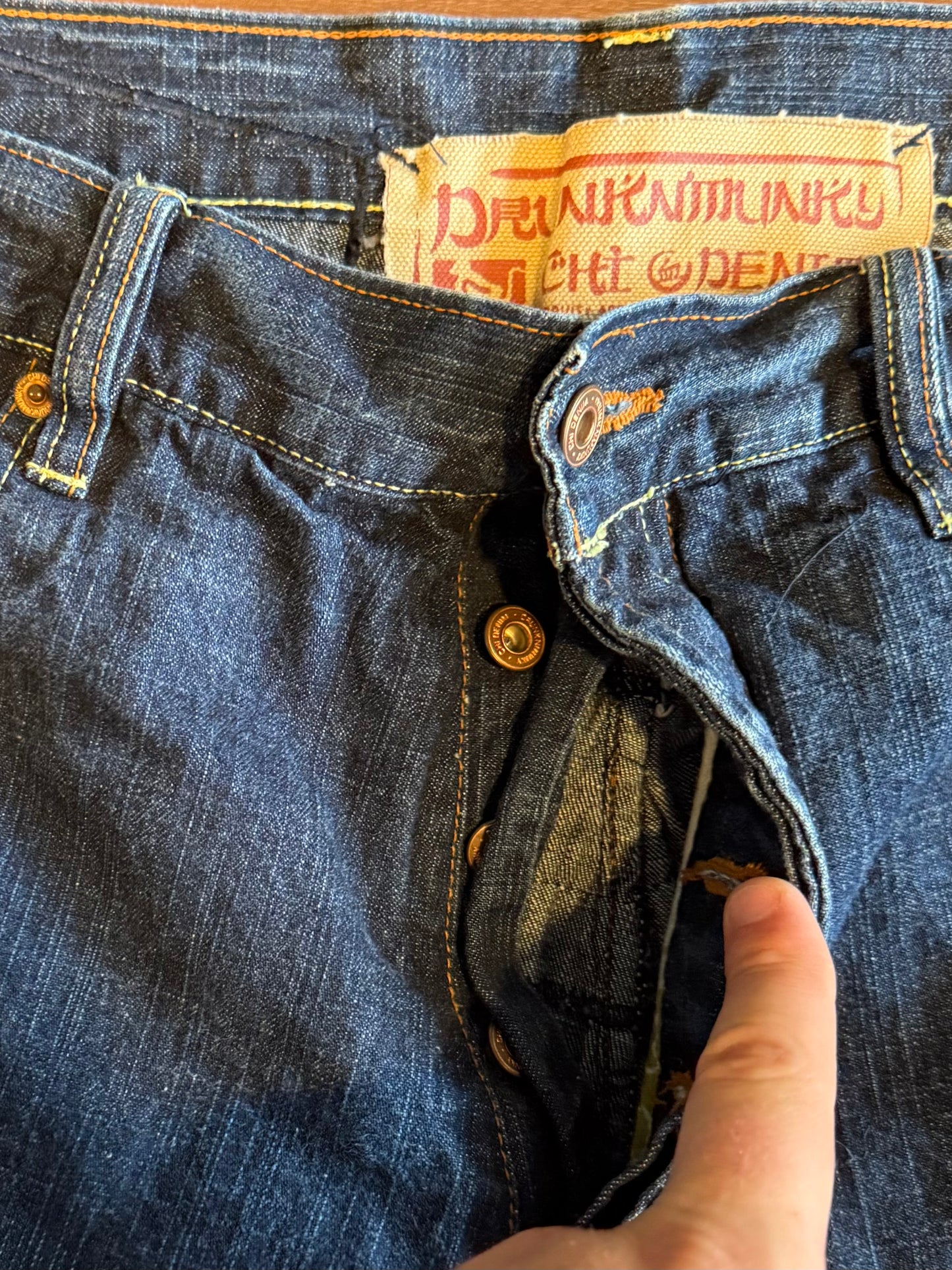 Vintage Drunkn Munkey Dark Wash Streetwear Baggy Jeans- 38x34
