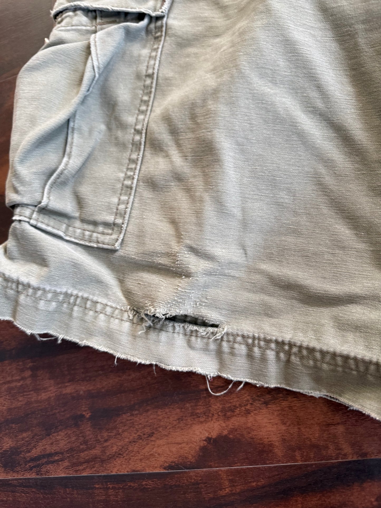 Vintage Green Military Surplus Style Cargo Shorts- 32