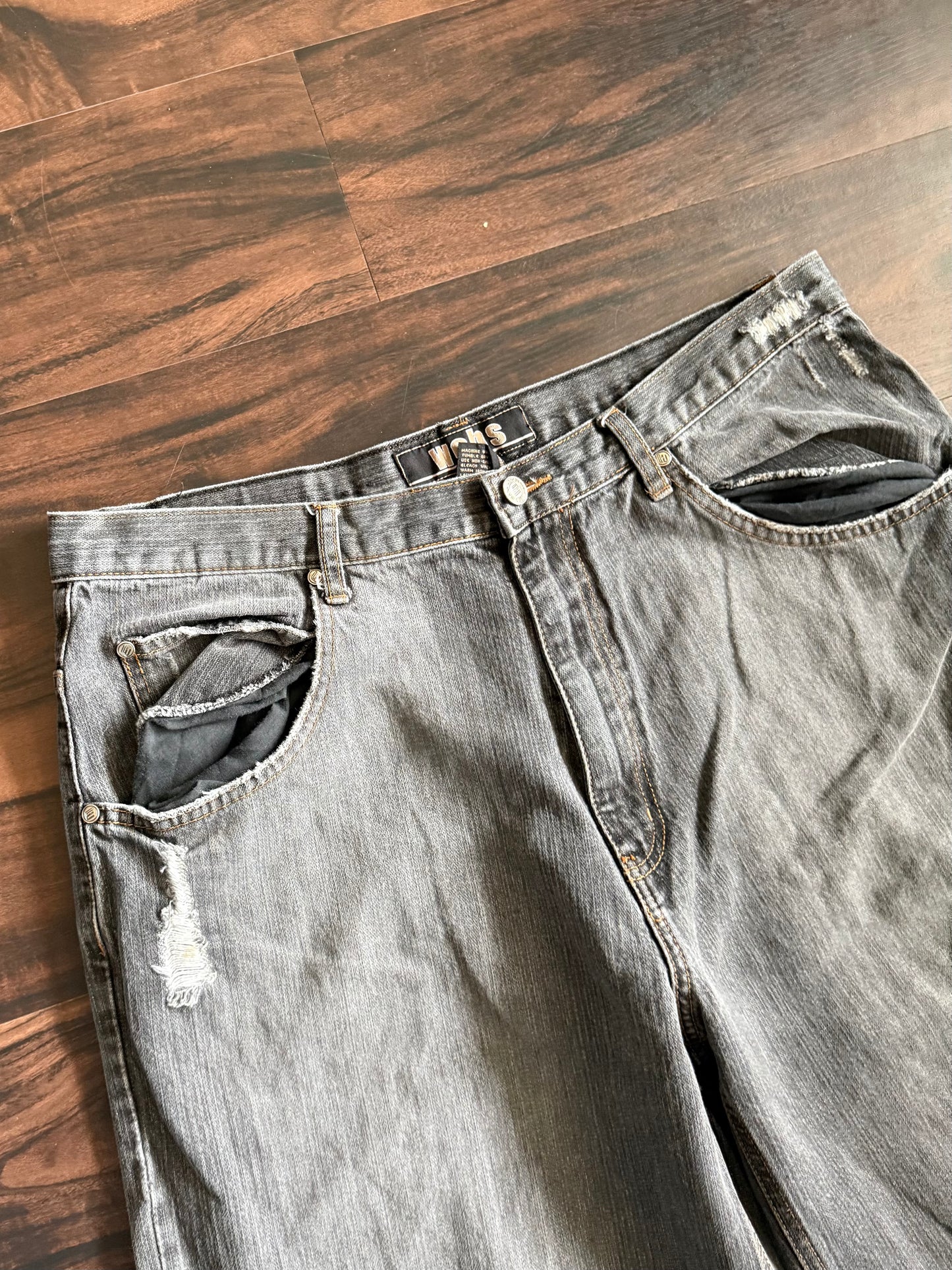 Vintage Y2K Webs Streetwear Black Denim Jeans- 36x32