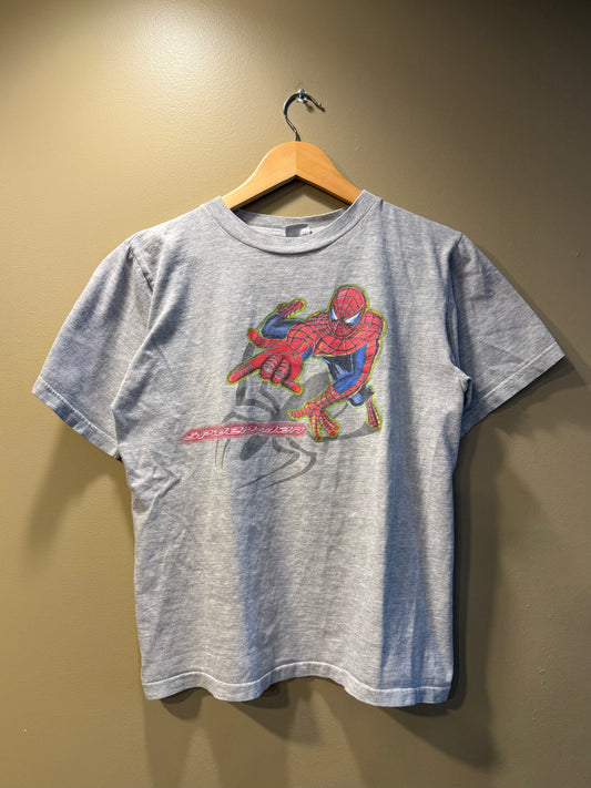 Vintage Y2K Spider Man Gray Baby Tee T-Shirt- S/M