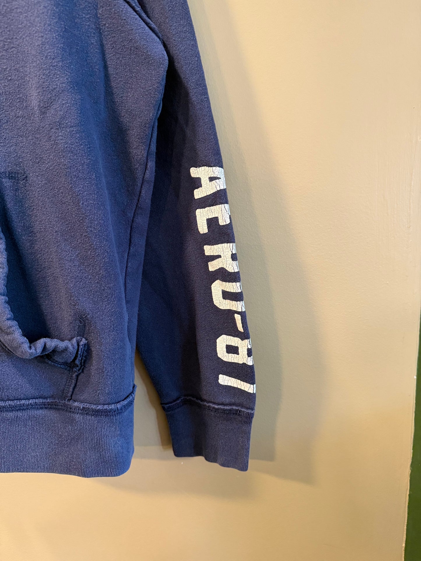Vintage Aeropostale Navy Blue Embroidered Collared Zip-Up Sweatshirt- M