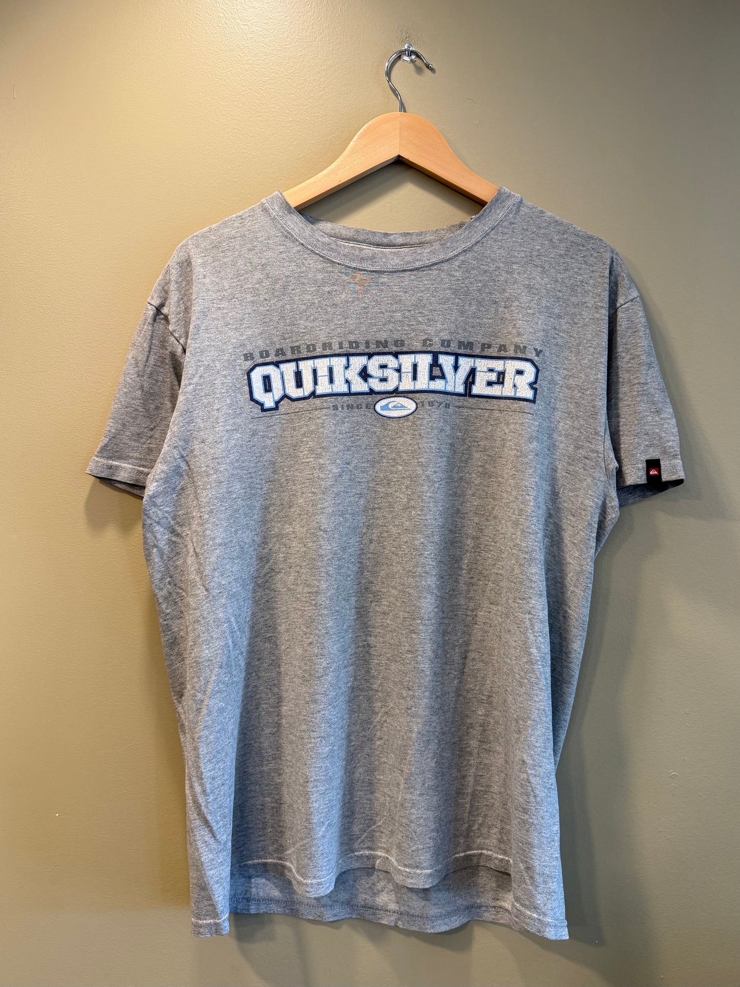 Vintage Quiksilver Boarding Company Gray Spellout T-Shirt- M