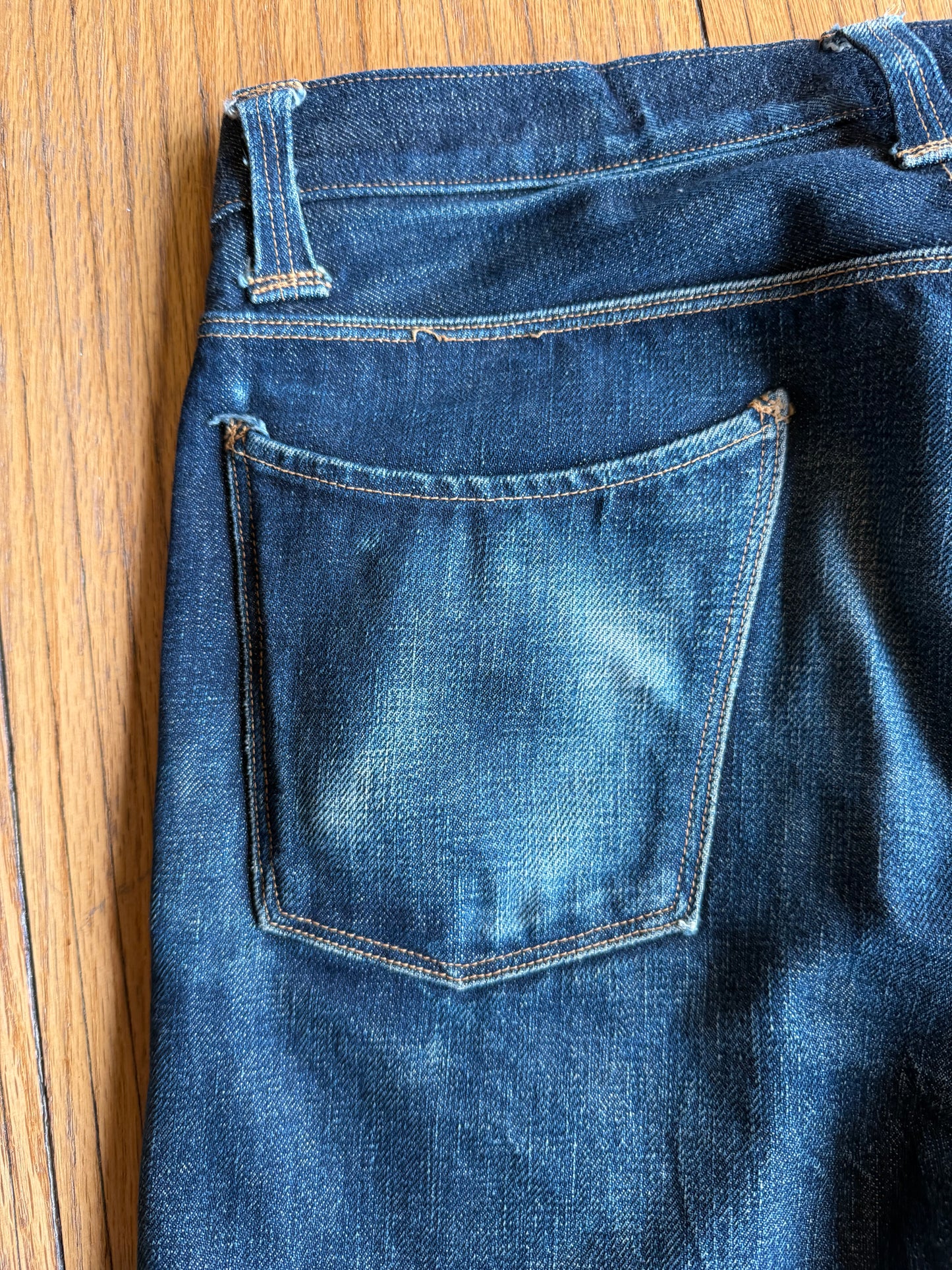 Vintage Stevenson Overall Co. Japanese Selvedge Denim Dark Wash Button Fly Blue Jeans- 29x29