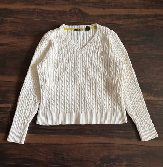 Vintage Liz Claiborne Cable Knit White Sweater- M/L
