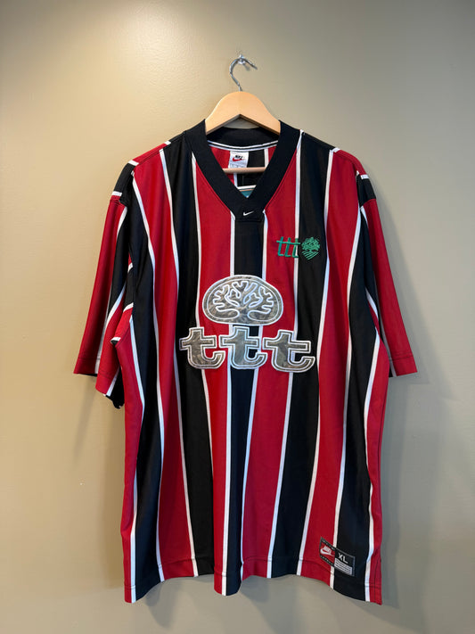 TTT Nike Red Center Swoosh Striped Football Soccer Jersey- XL
