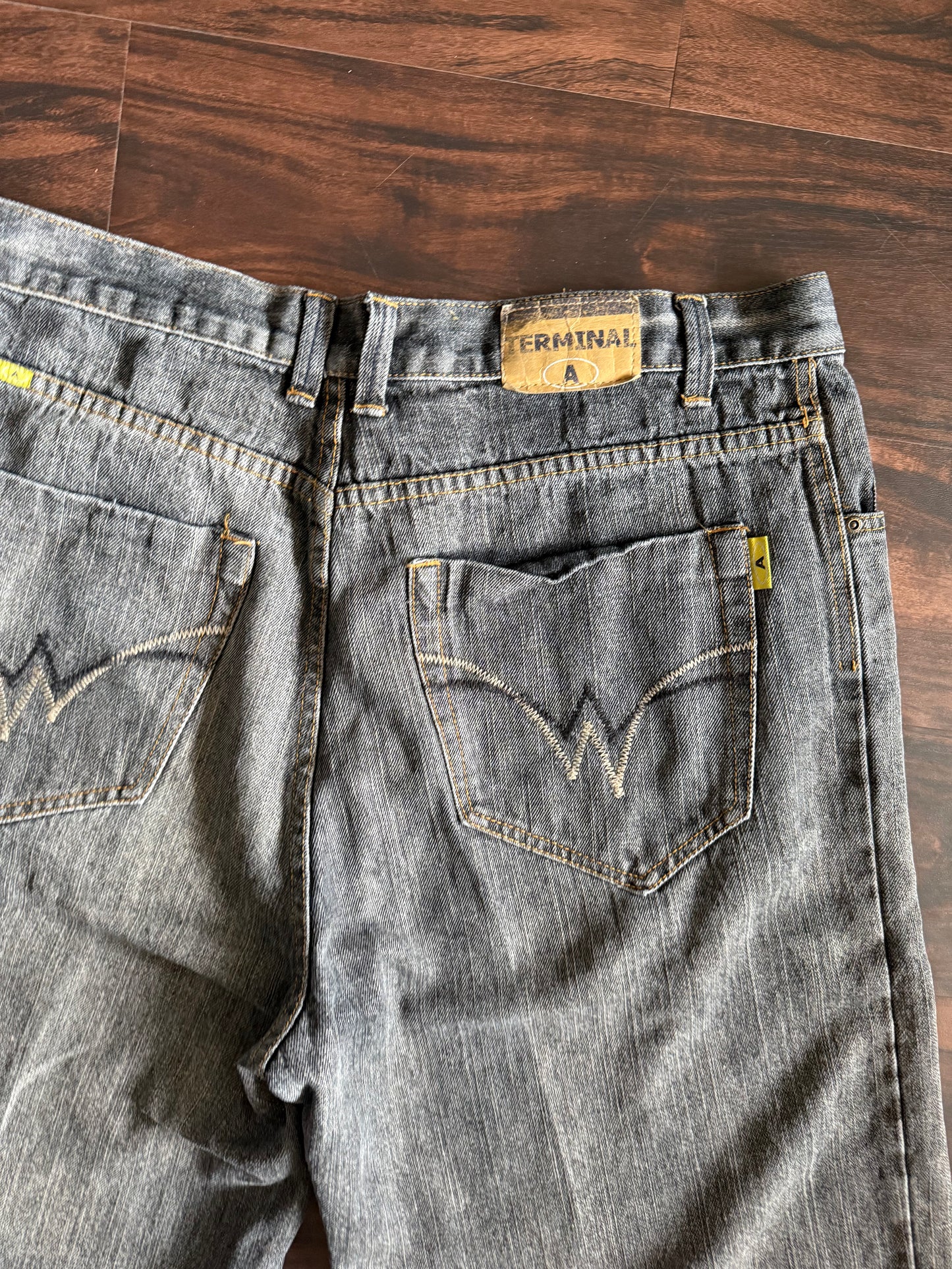 Vintage Y2K Terminal Dark Gray Denim Jean Shorts- 38