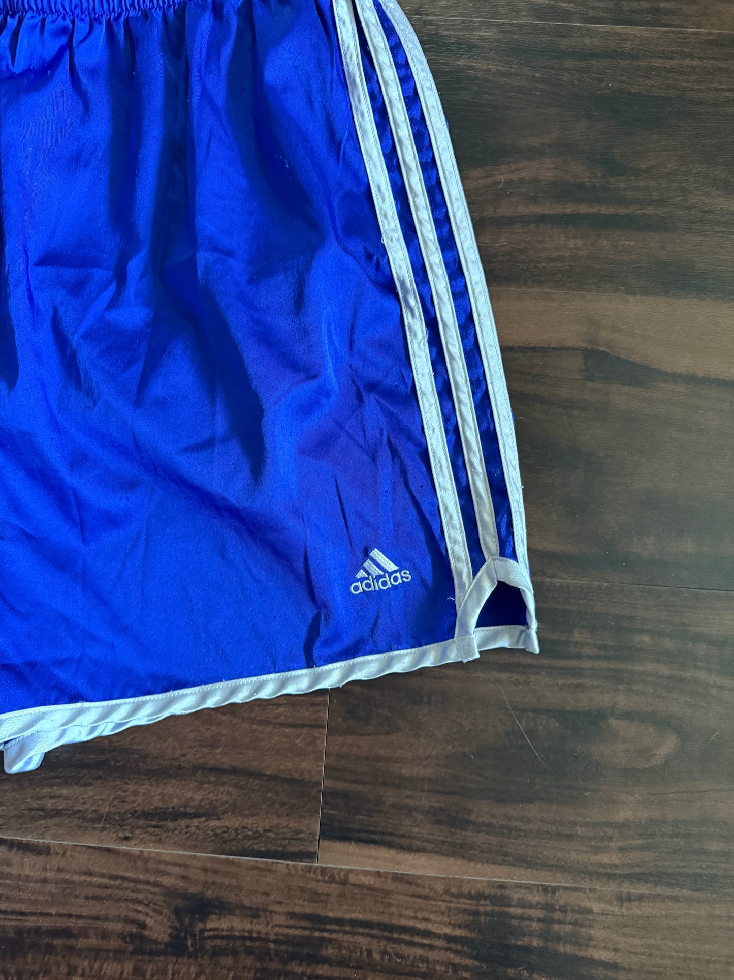 Vintage Adidas Bright Blue Striped Athletic Shorts- L