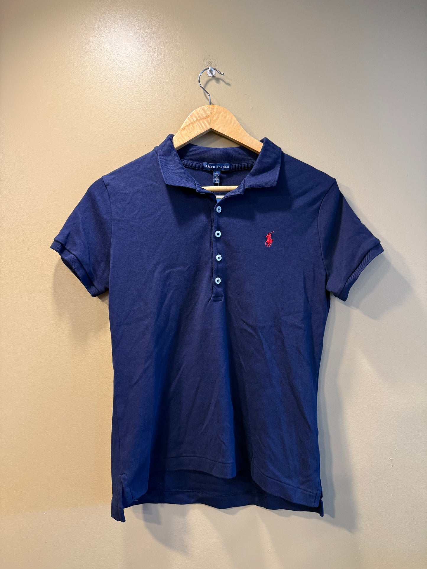 Vintage Polo Ralph Lauren Navy Blue Women’s Slim Polo Shirt- L