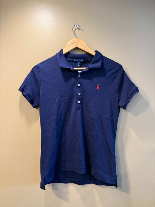 Vintage Polo Ralph Lauren Navy Blue Women’s Slim Polo Shirt- L