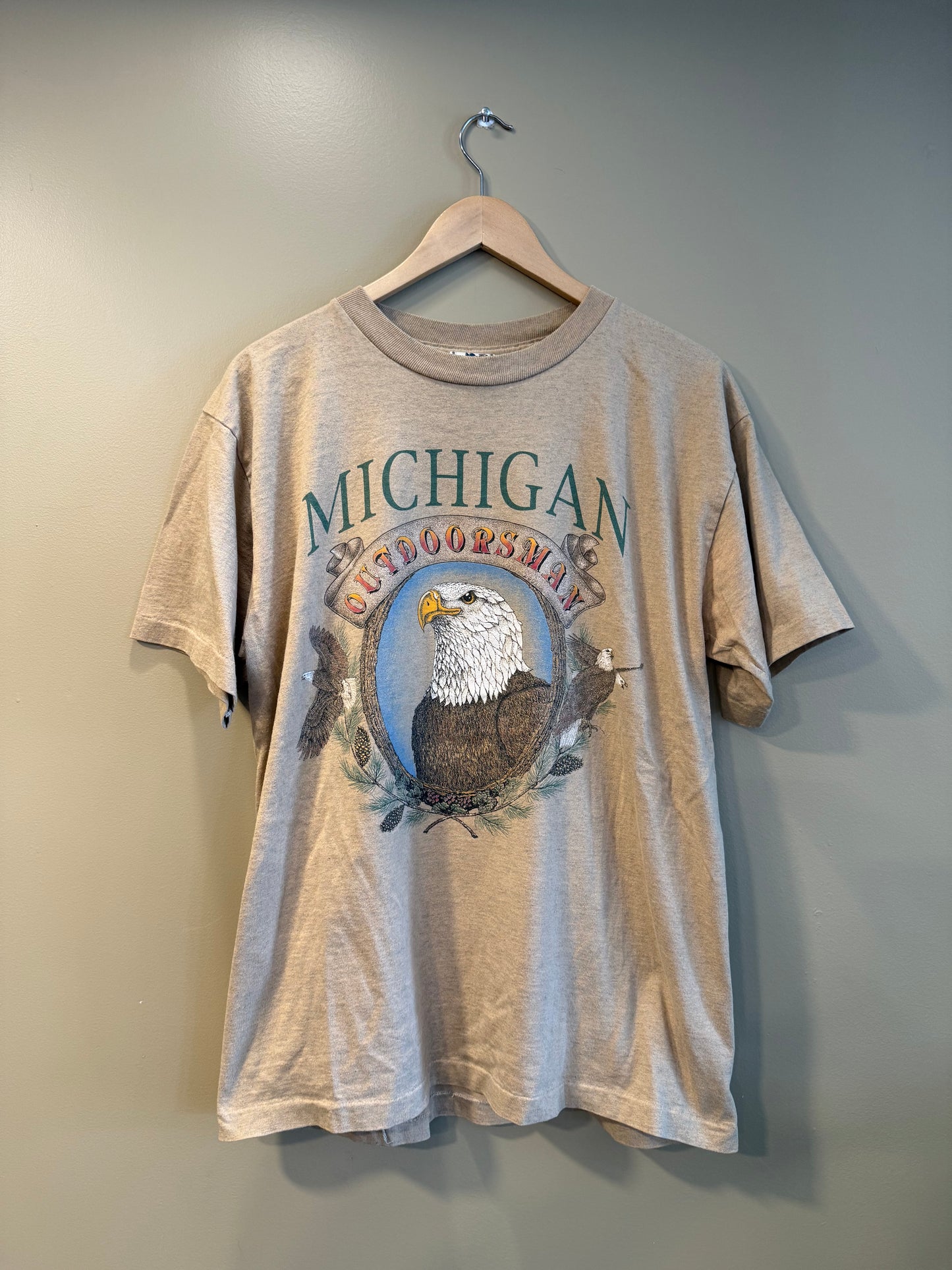 Vintage Michigan Outdoorsman Bald Eagle Nature T-Shirt- M/L
