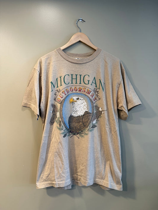 Vintage Michigan Outdoorsman Bald Eagle Nature T-Shirt- M/L