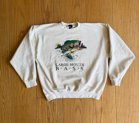 Vintage Large Mouth Bass No Fear White Crewneck Sweatshirt- XL