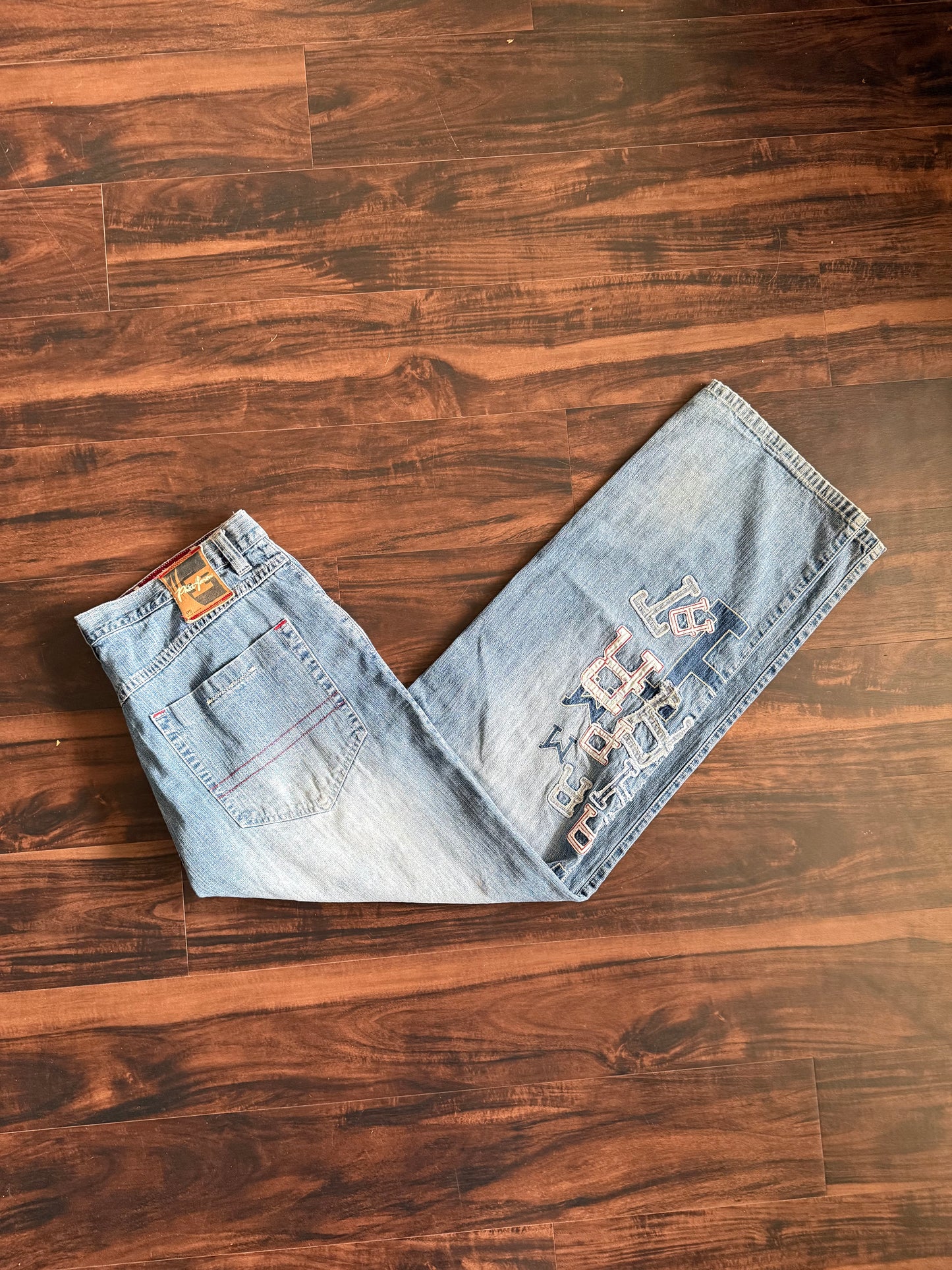 Vintage Y2K Phat Farm Patchwork Lettering Denim Jeans- 36x33