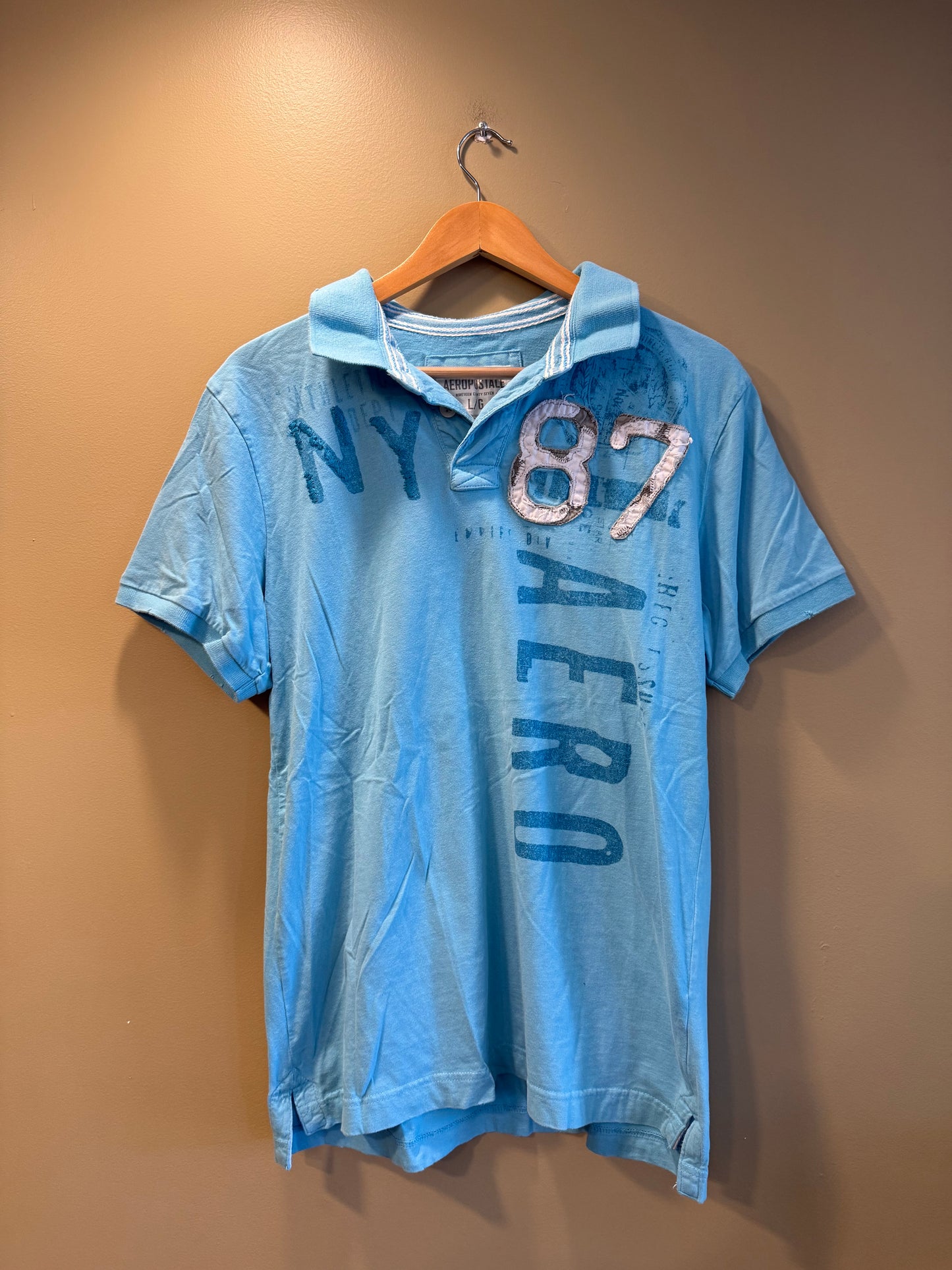 Vintage Aeropostale Light Blue Polo Shirt- L
