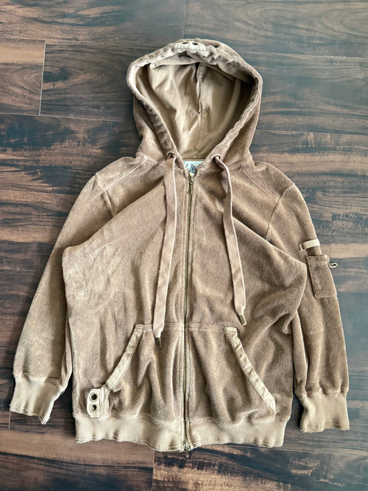 Vintage Y2K Juicy Couture Towel Tracksuit Brown Zip-Up Hoodie Sweatshirt- XL