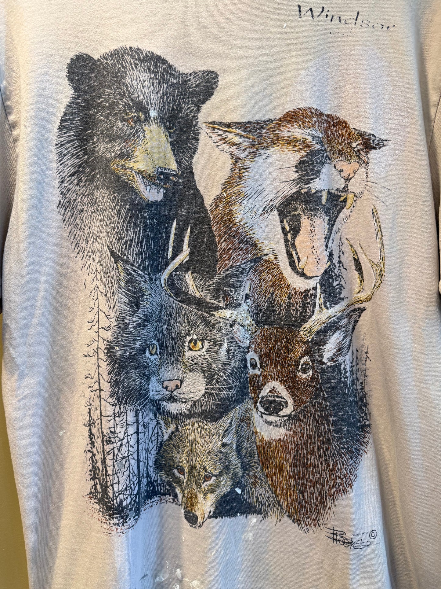 Vintage Windsor Wildlife Nature Distressed T-Shirt- L