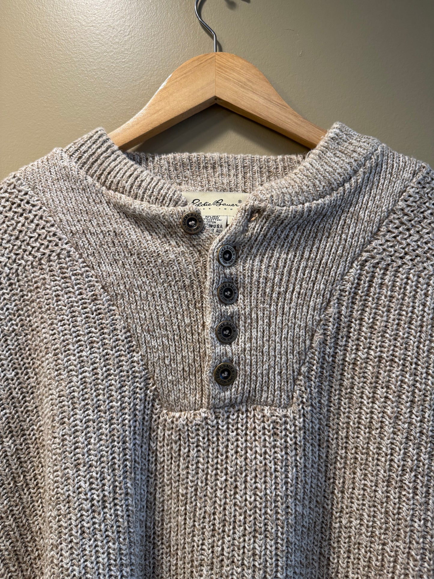Vintage Eddie Bauer Cotton Knit Button-Up Sweater- XL