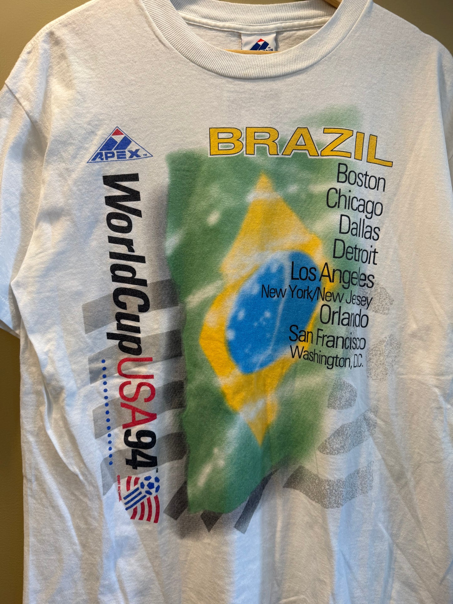 Vintage Apex One Brazil World Cup 94 White T-Shirt- L