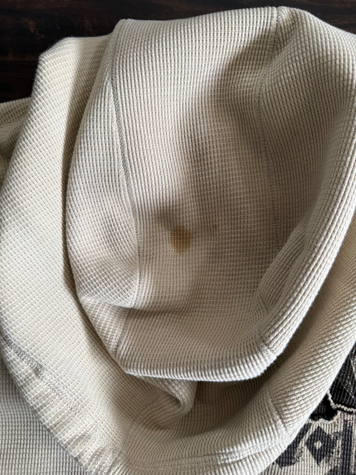 Vintage Y2K Volcom Nuetral Tone Waffle Knit Zip-Up Hoodie Sweatshirt- XL