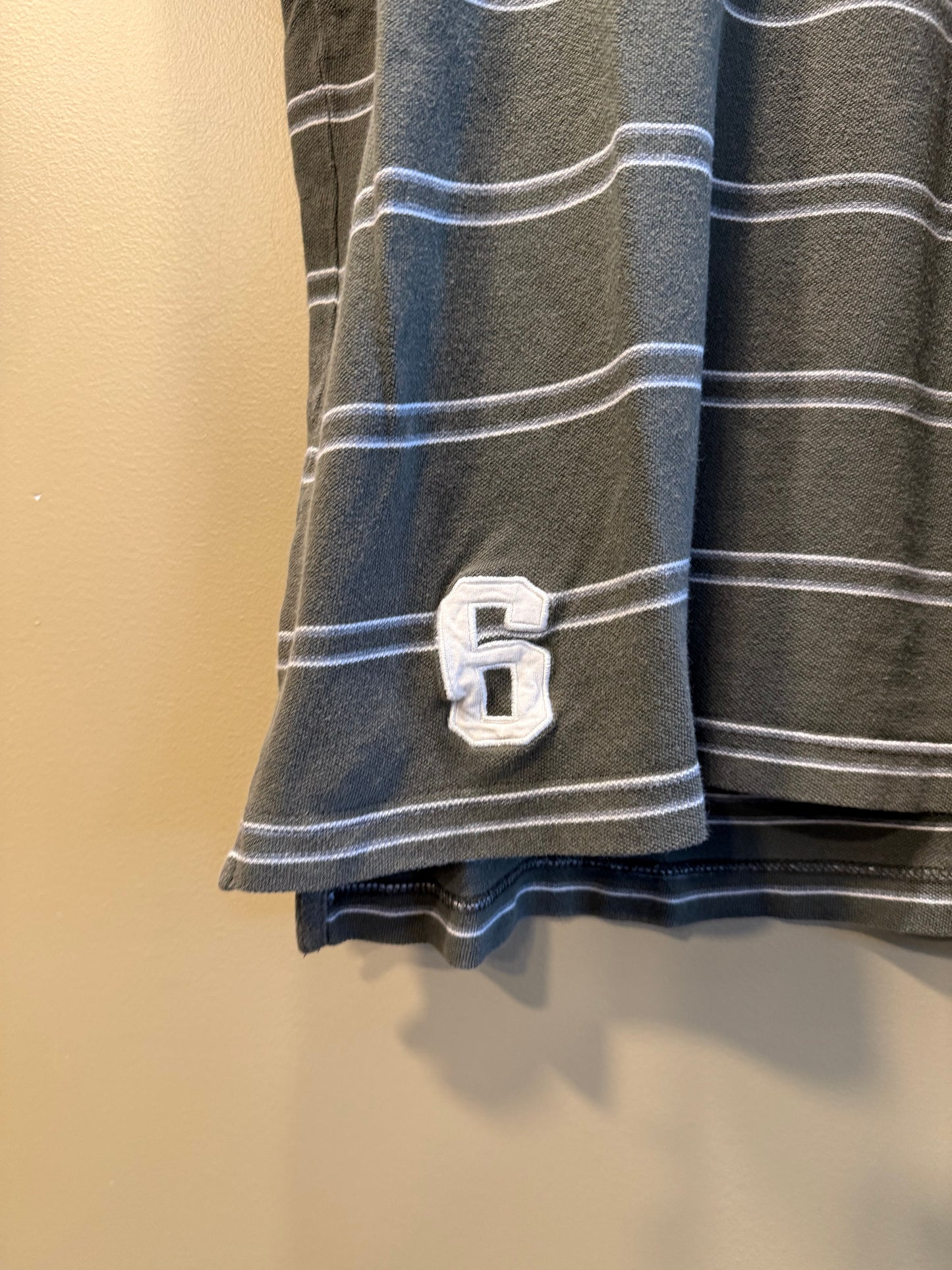 Vintage Y2K Aeropostale Green Striped Polo Shirt- XL