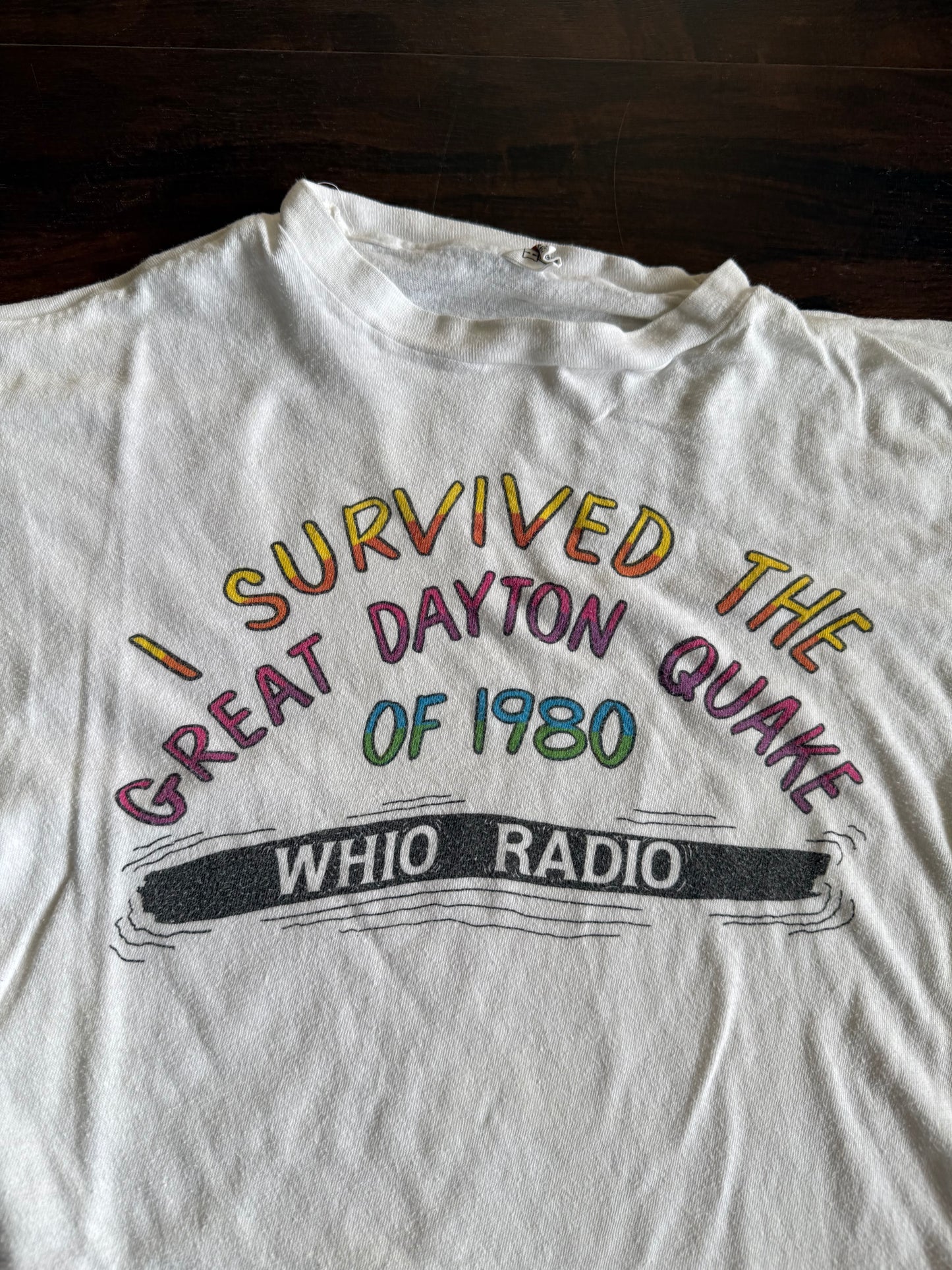 Vintage I Survived The Great Dayton Quake Of 1980 WHIO Radio T-Shirt- S