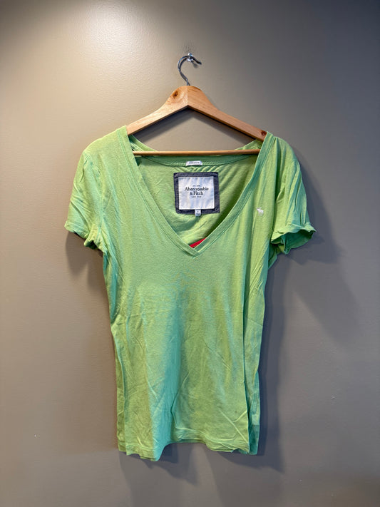 Vintage Abercrombie & Fitch Green Deep V-Neck T-Shirt- S