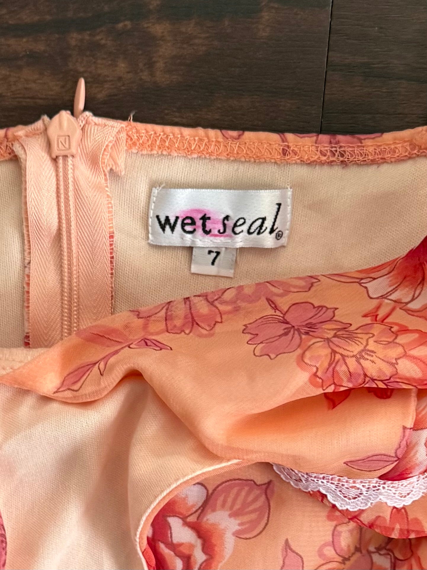 Vintage Wet Seal Peach Floral Slip Dress- M