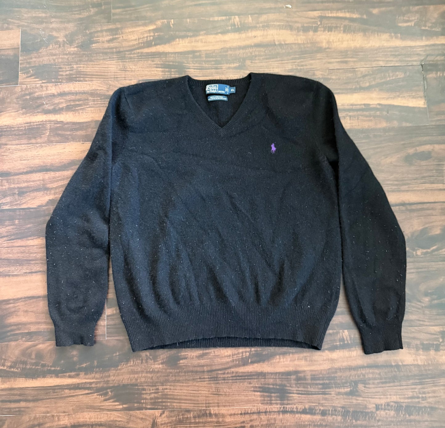 Vintage Polo Ralph Lauren Lambswool Purple & Black Sweater- L