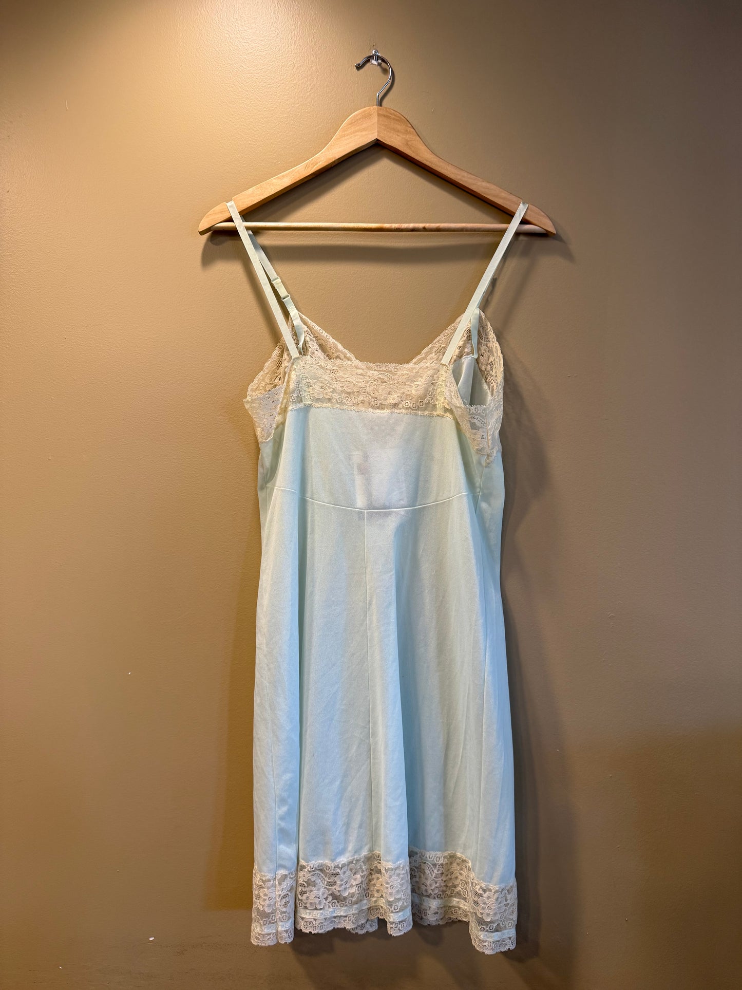 Vintage Light Blue Lacy Lingerie Slip Dress- M