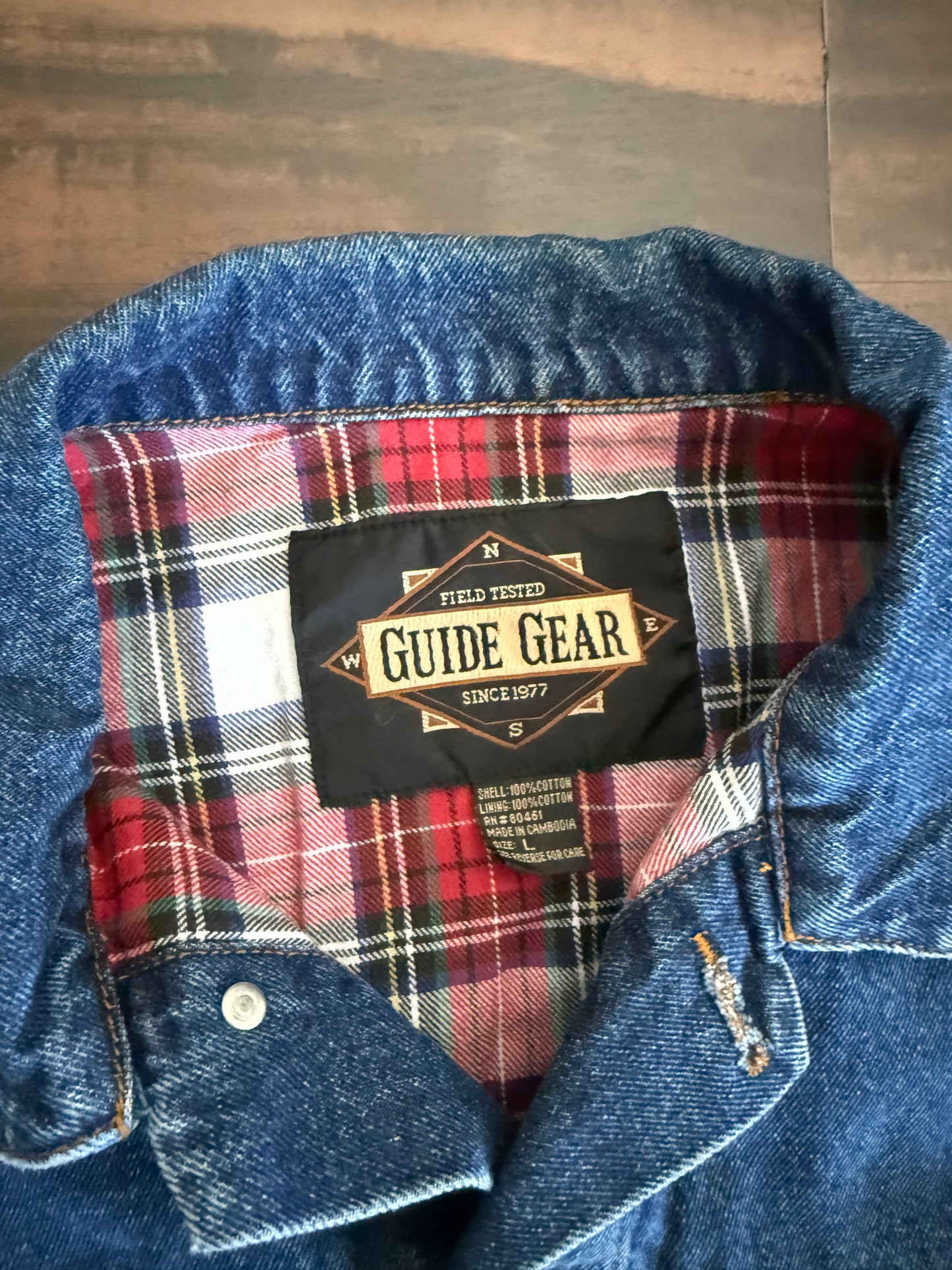 Vintage Guide Gear Flannel Lined Denim Trucker Jacket- S