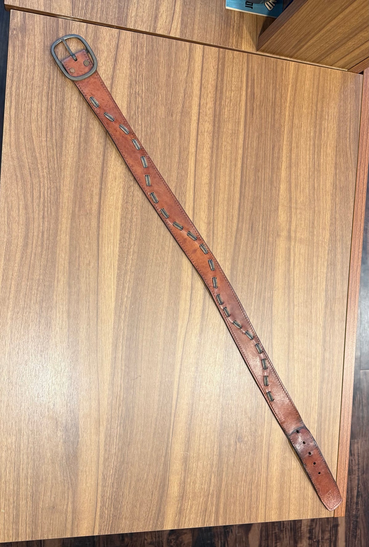 Vintage 70s Levi’s Leather Denim Loop Belt- 28 to 32