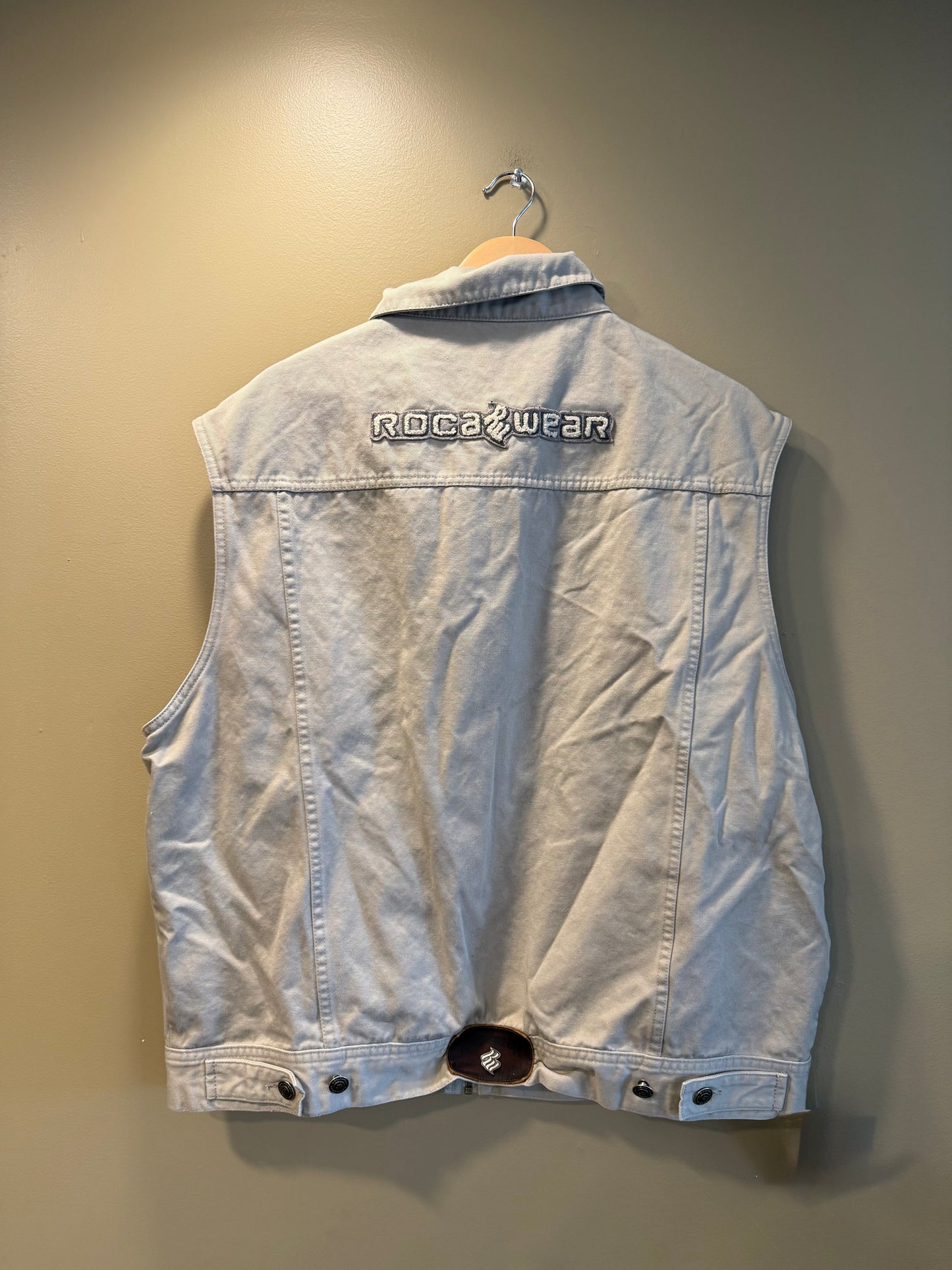 Vintage Rocawear Tan Denim Jacket Vest- XL