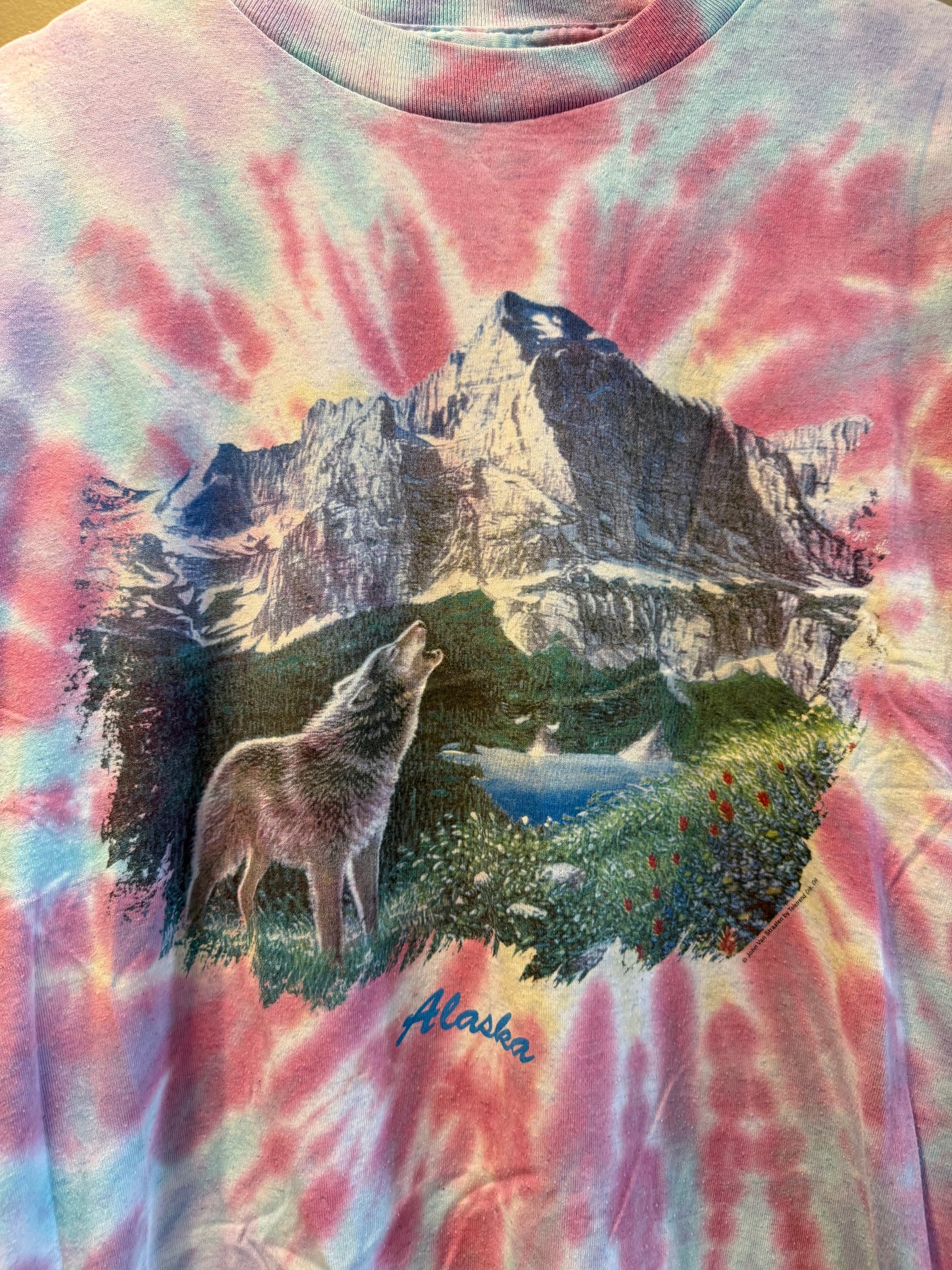 Vintage Wolf Alaska Tie Dye T-Shirt- L