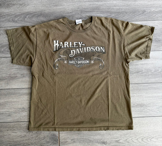 Vintage Harley Davidson Motorcyles Cancun Mexico Light Brown T-Shirt- XL