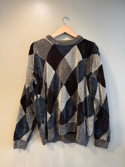 Vintage Croft & Barrow Brown Argyle Sweater- L/XL