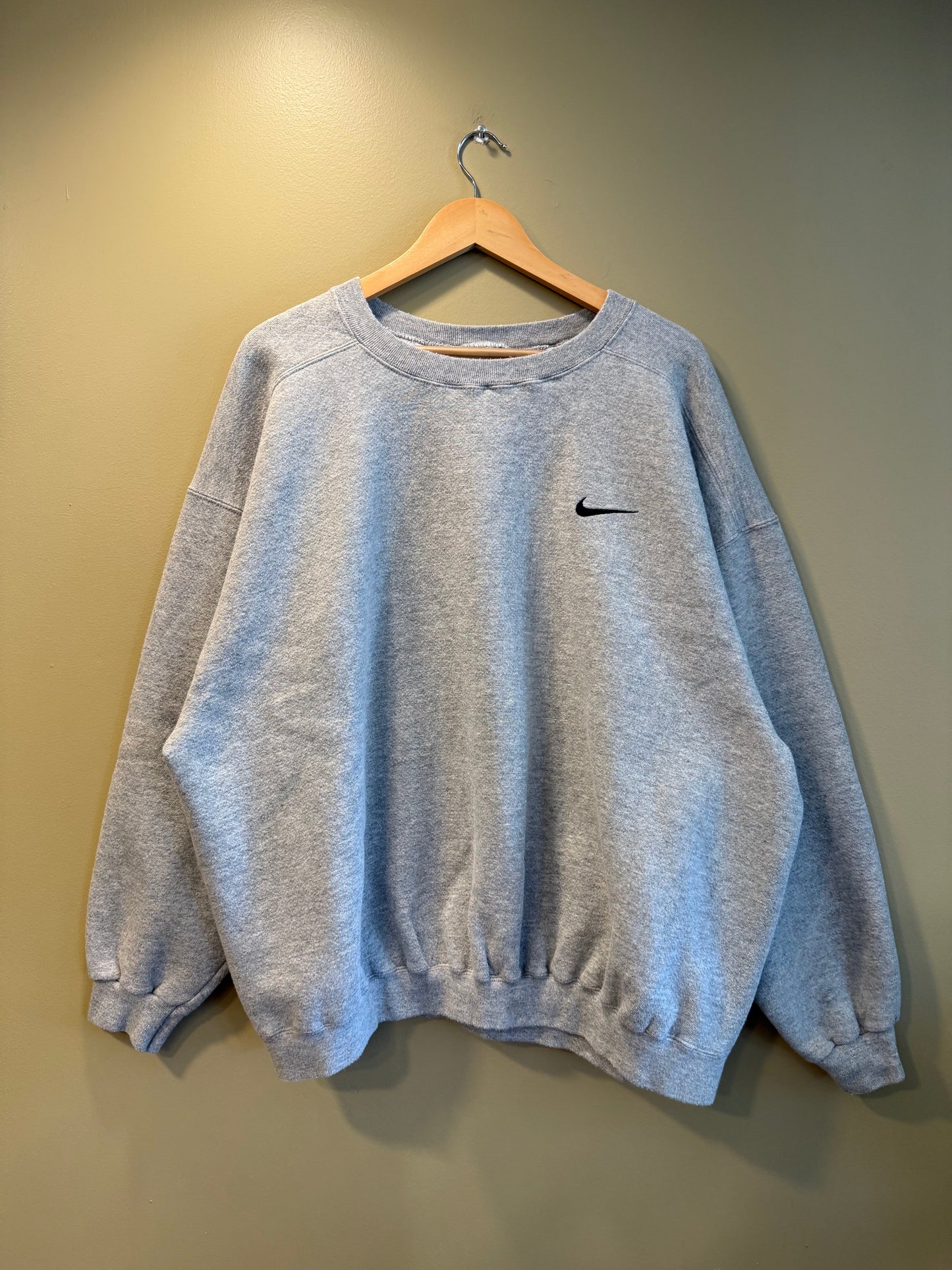Vintage Nike Gray Embroidered Swoosh Crewneck Sweatshirt- XXL