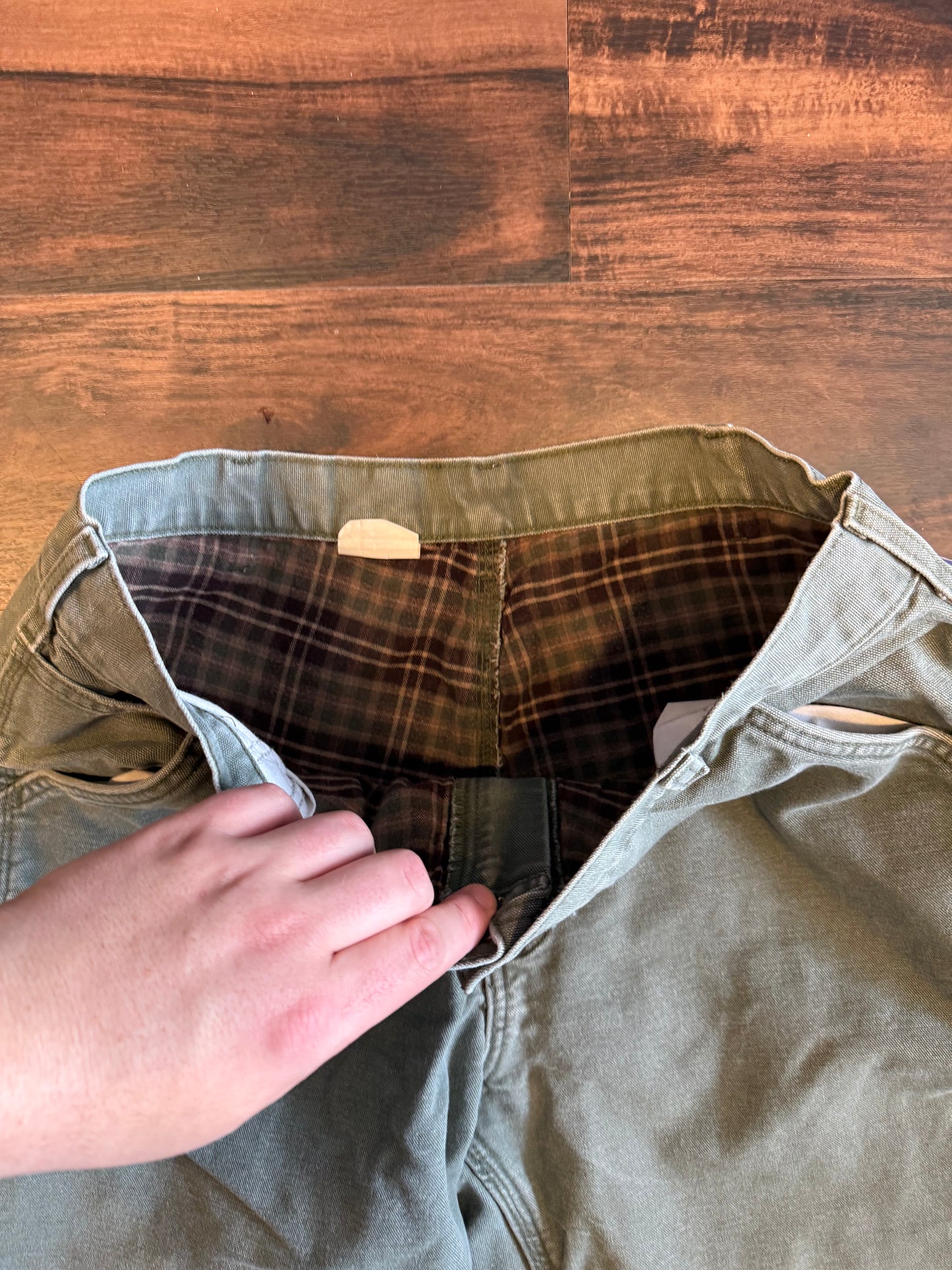 Vintage Carhartt Olive Green Flannel Lined Carpenter Pants- 34x30