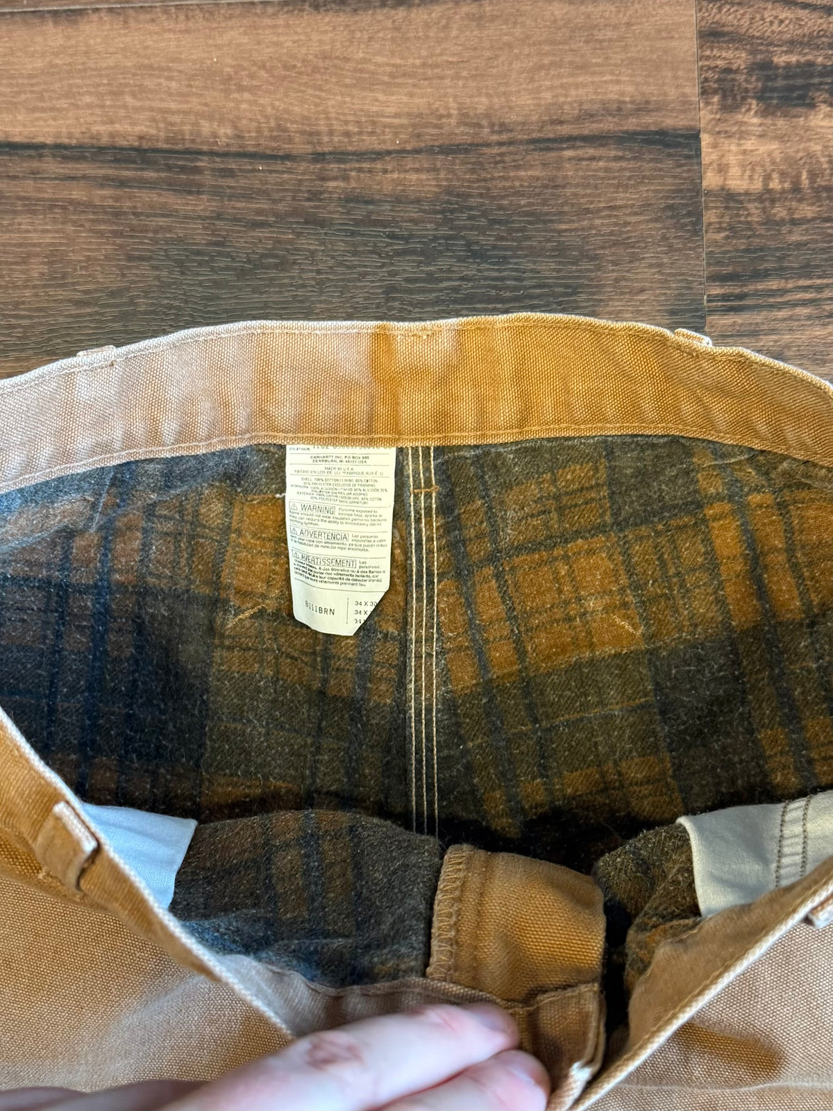 Vintage Carhartt Flannel Lined Tan Carpenter Pants- 32x32