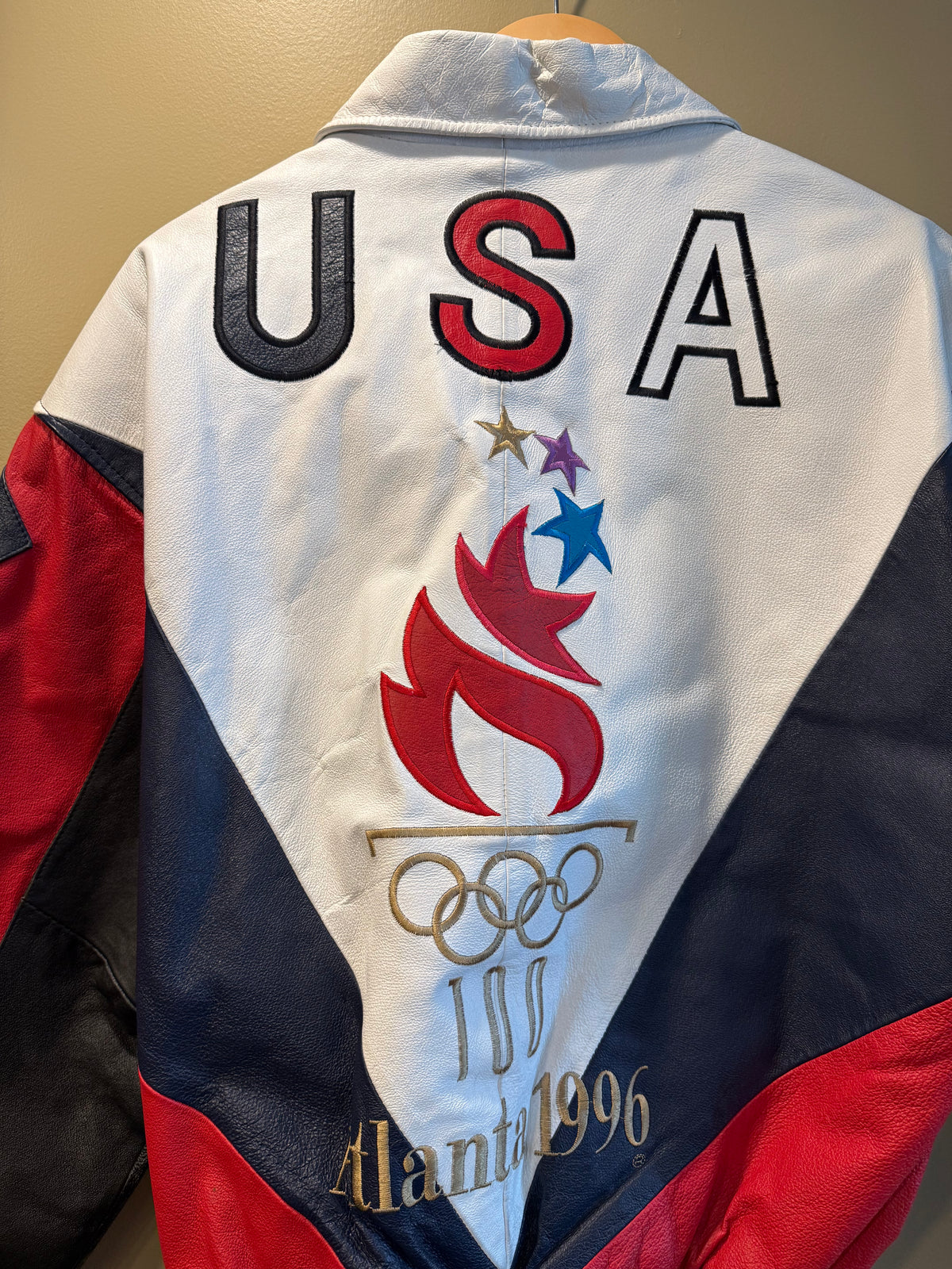 Vintage 1996 Atlanta Olympics American Toons Leather Jacket- S