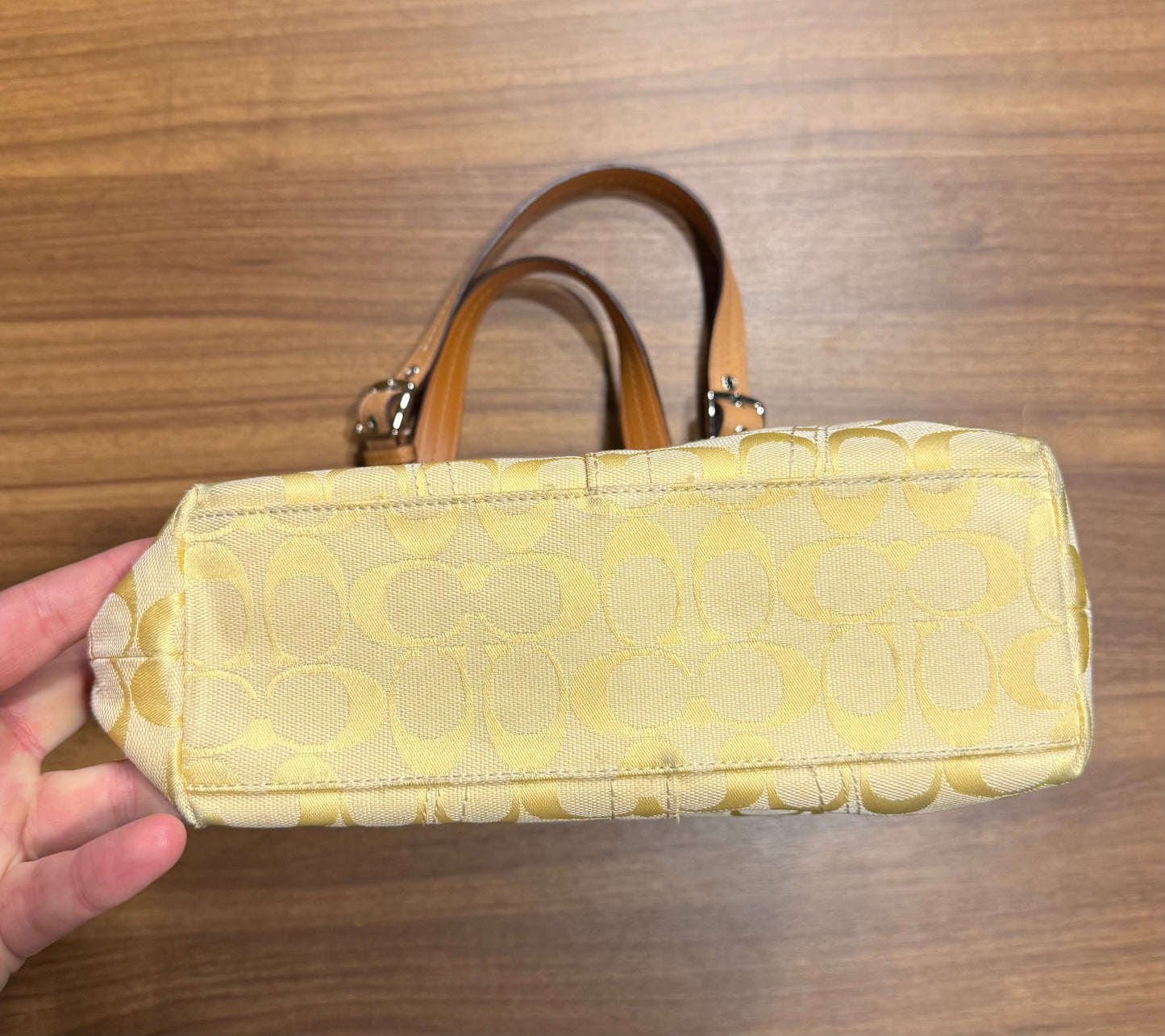 Vintage Coach F13077 Hampton Signature Yellow Tote Shoulder Bag