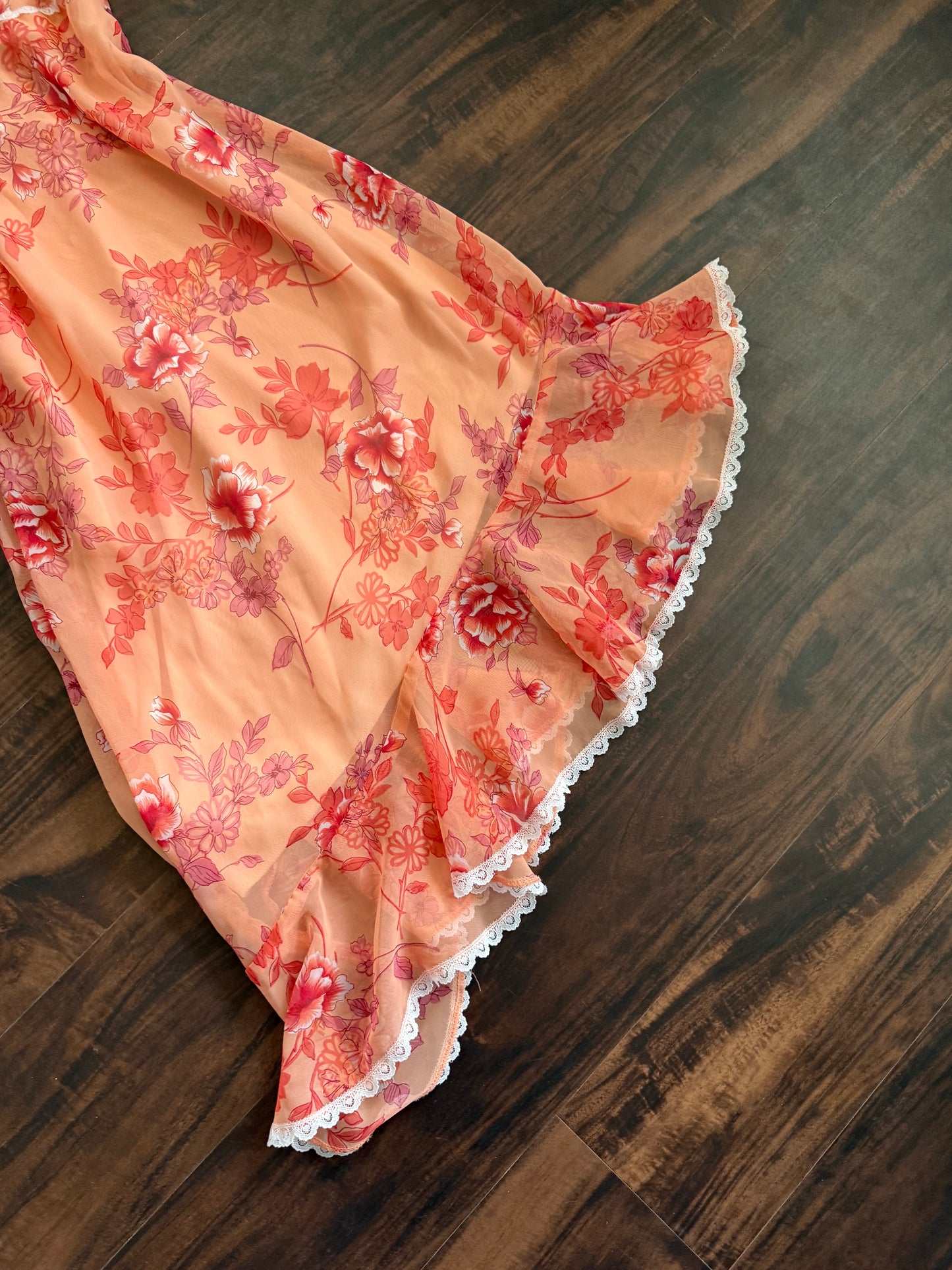 Vintage Wet Seal Peach Floral Slip Dress- M